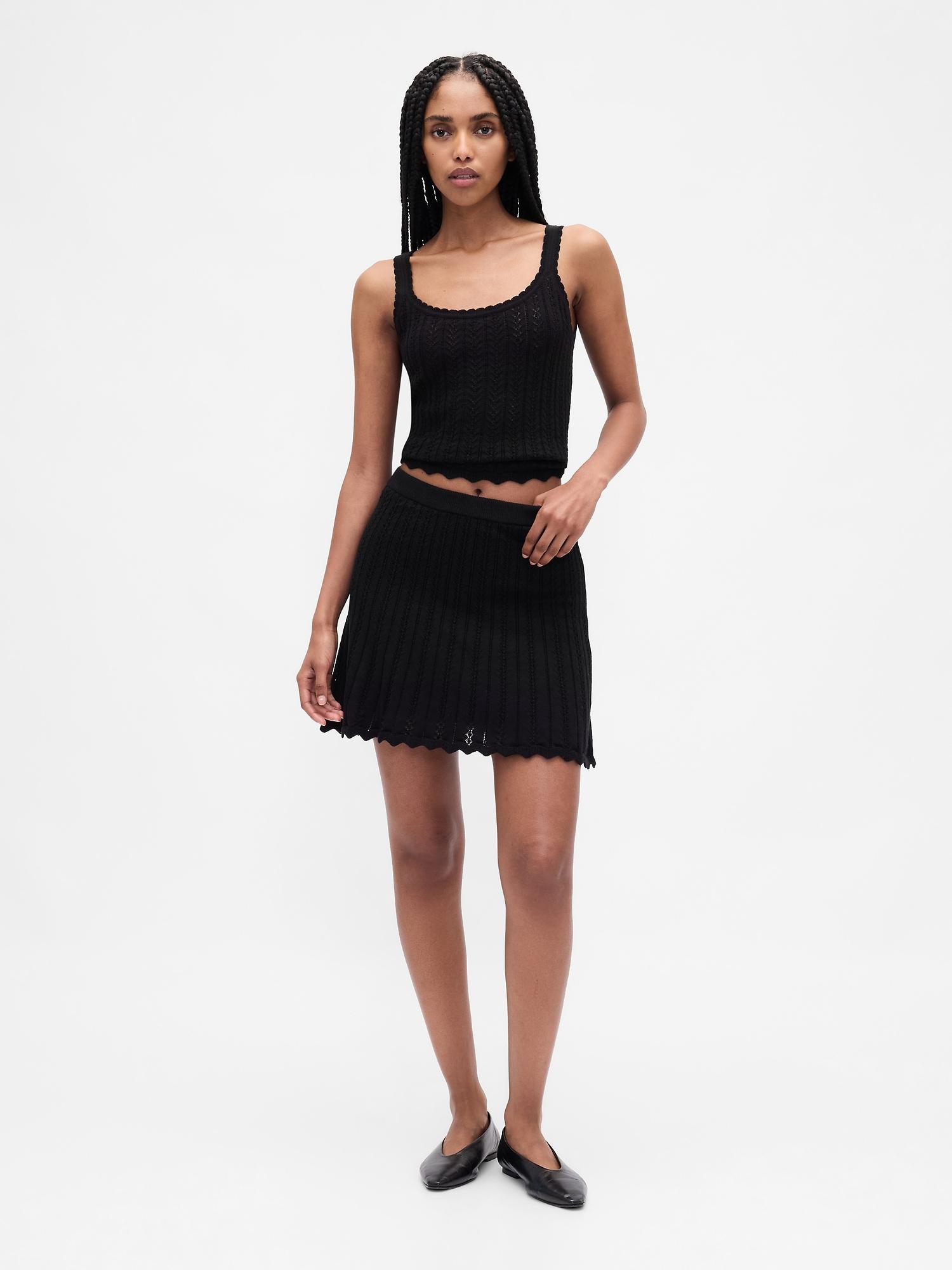 100% cotton pointelle mini skirt