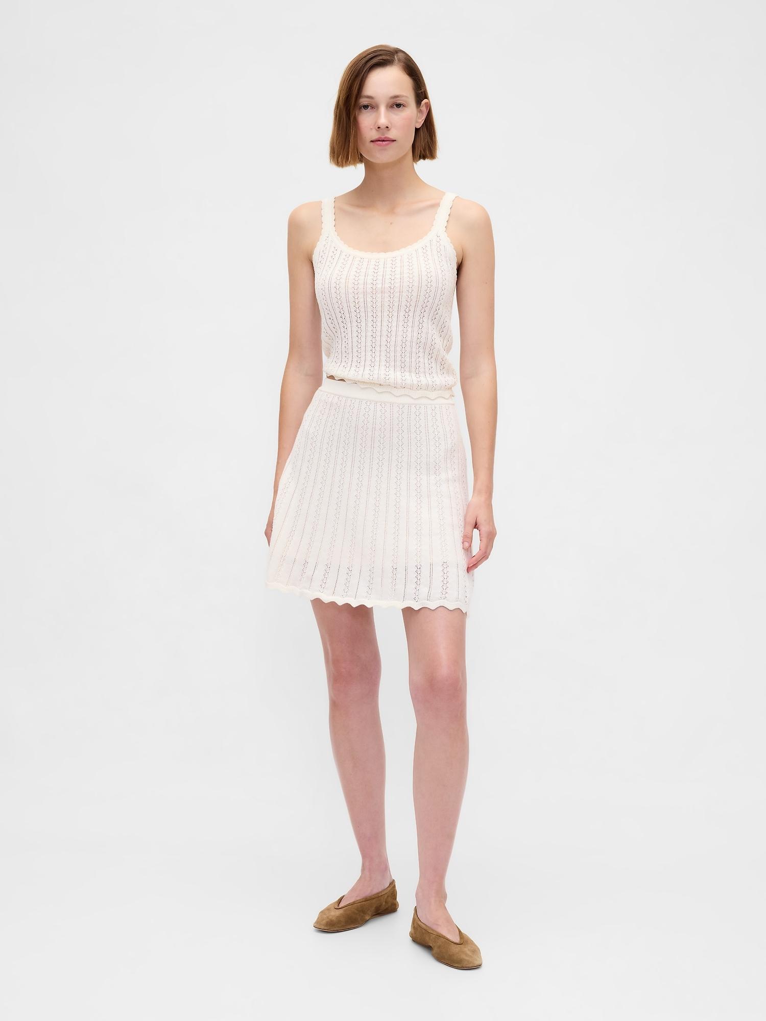 100% cotton pointelle mini skirt