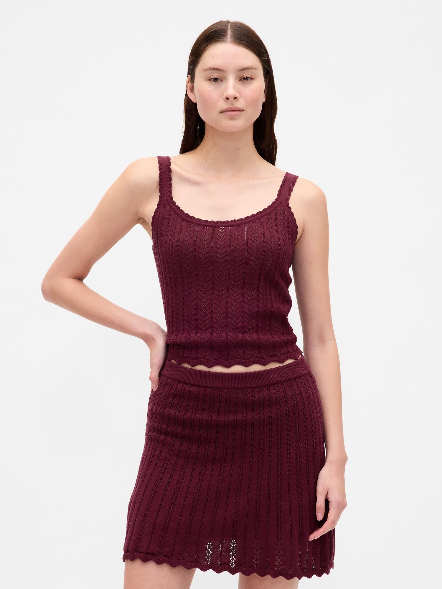 100% cotton pointelle tank top