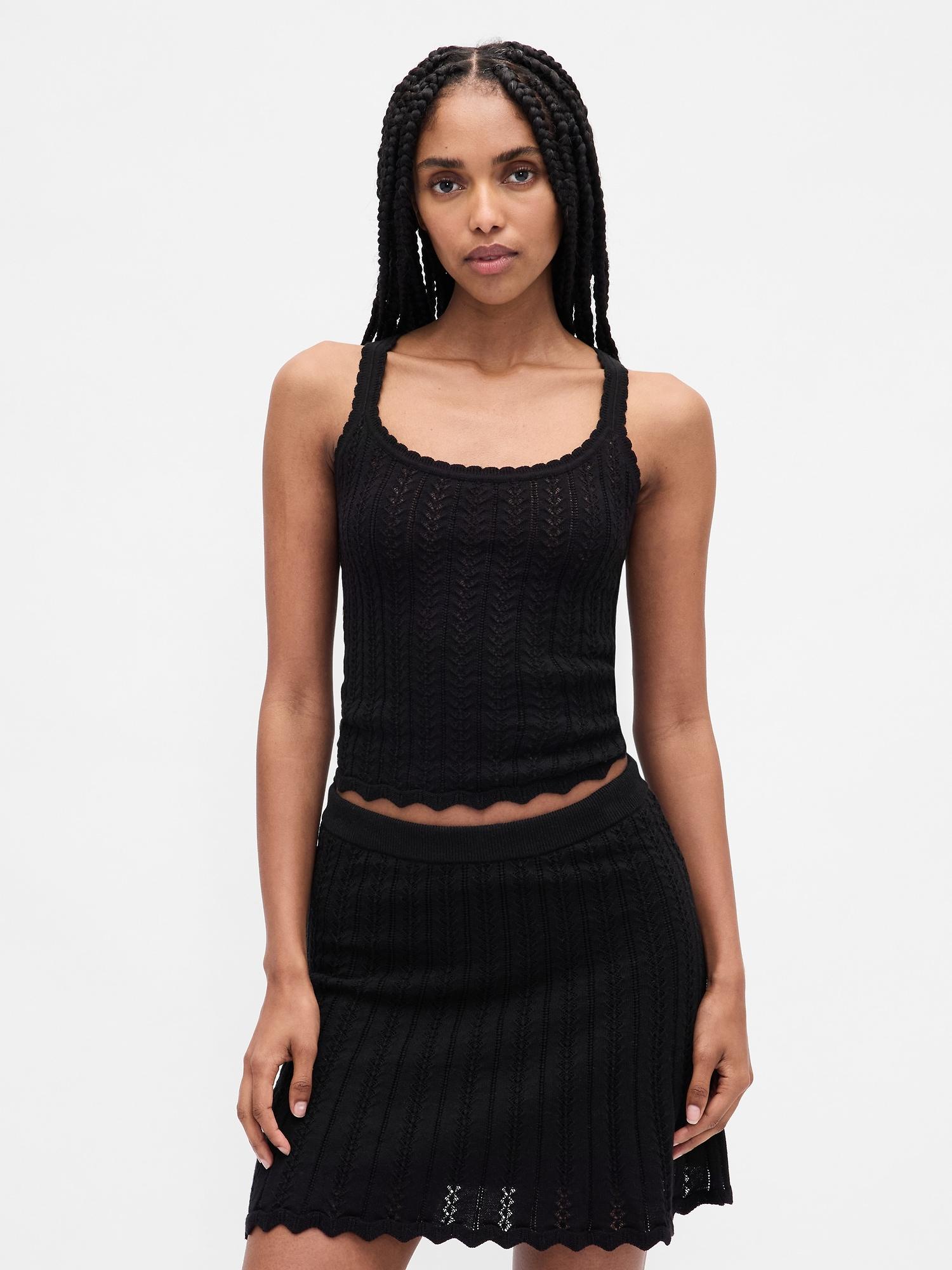 100% cotton pointelle tank top