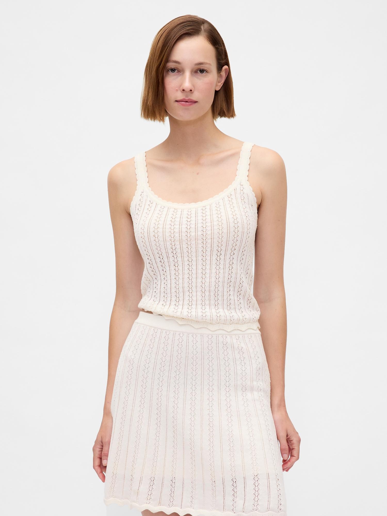 100% cotton pointelle tank top