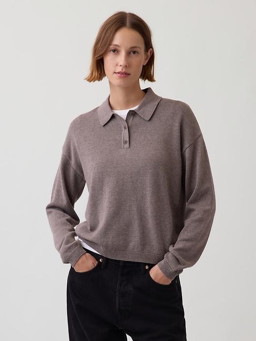 100% cotton relaxed polo sweater