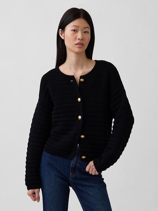 100% cotton textured sweater jacket