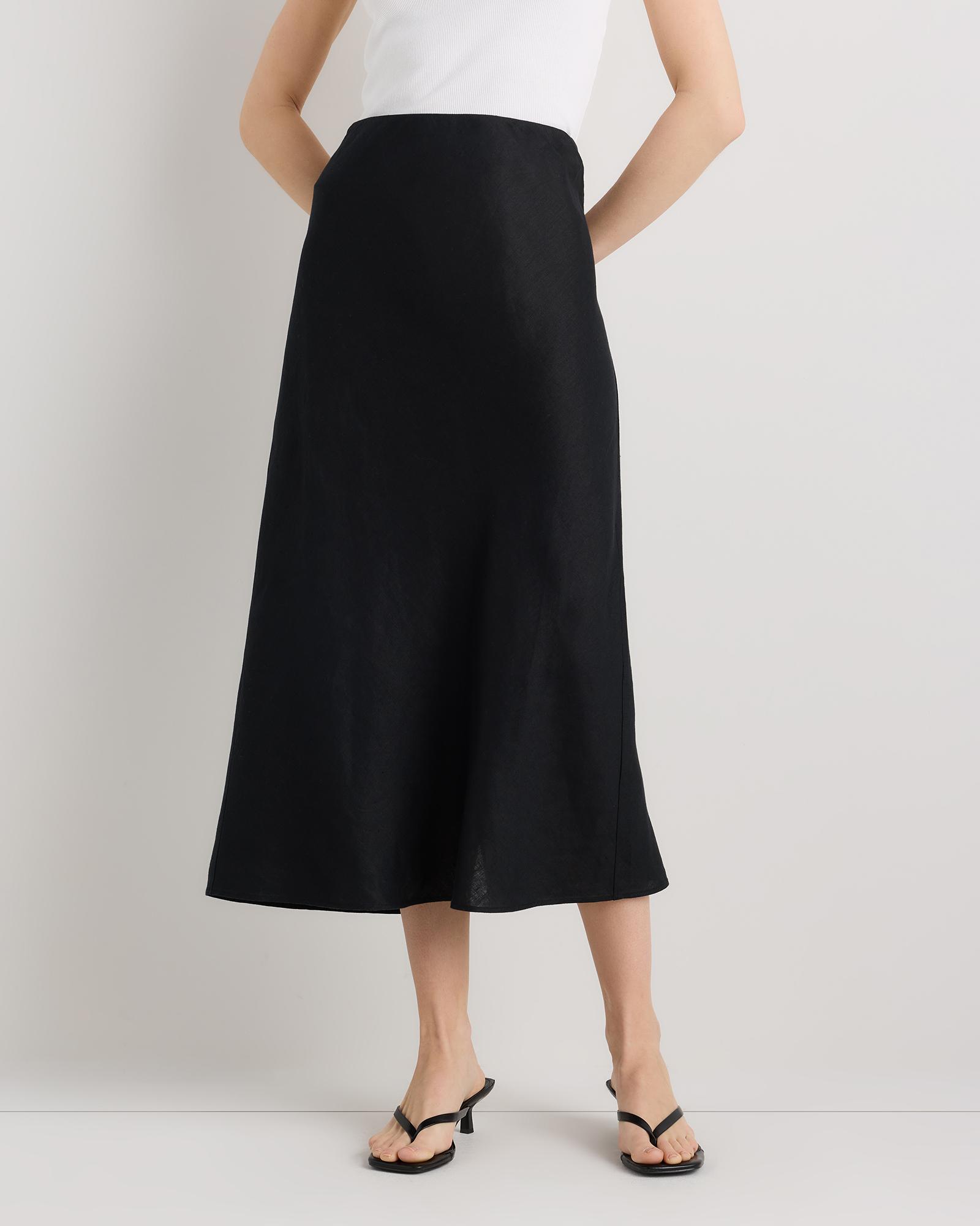 100% european linen midi slip skirt