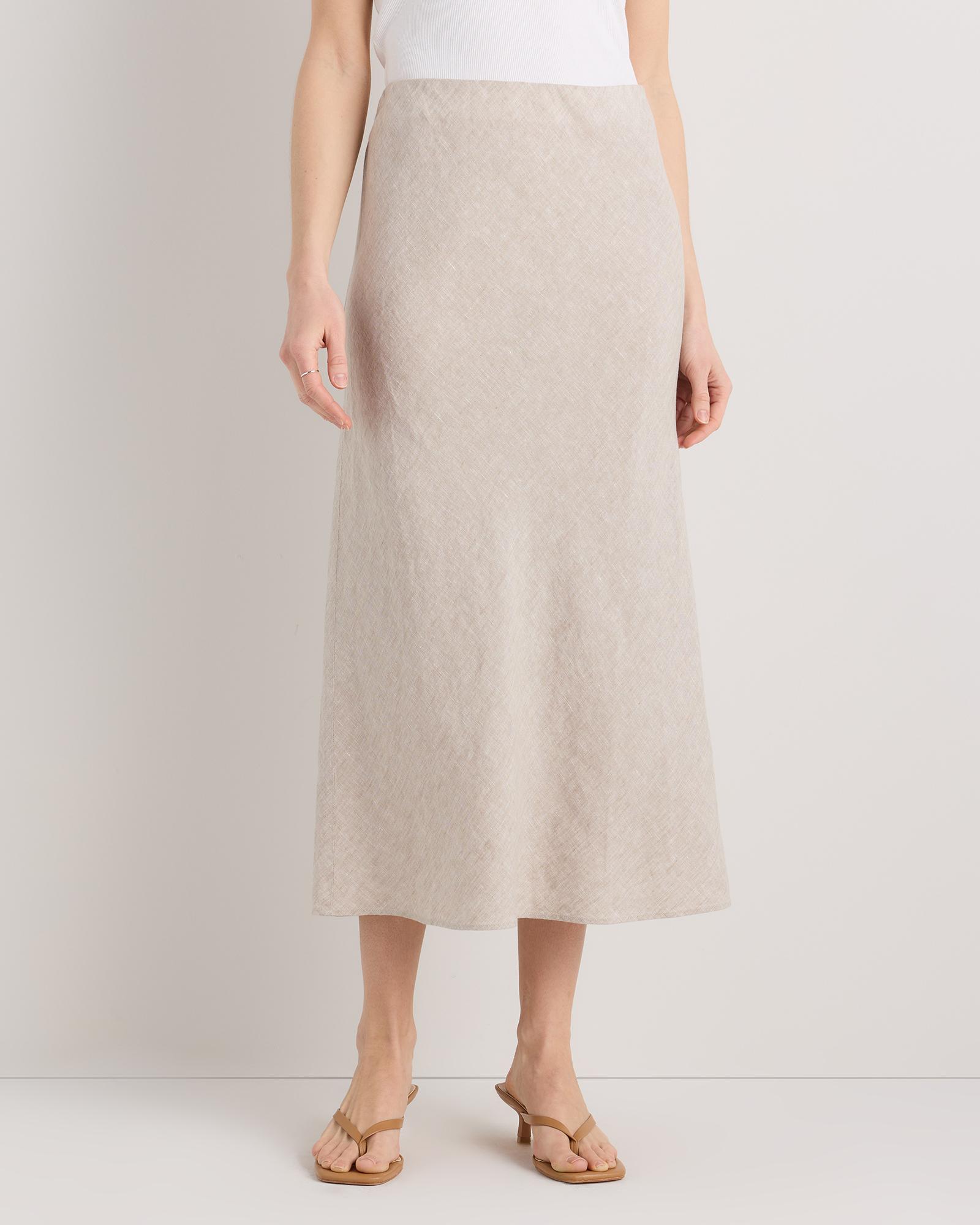 100% european linen midi slip skirt