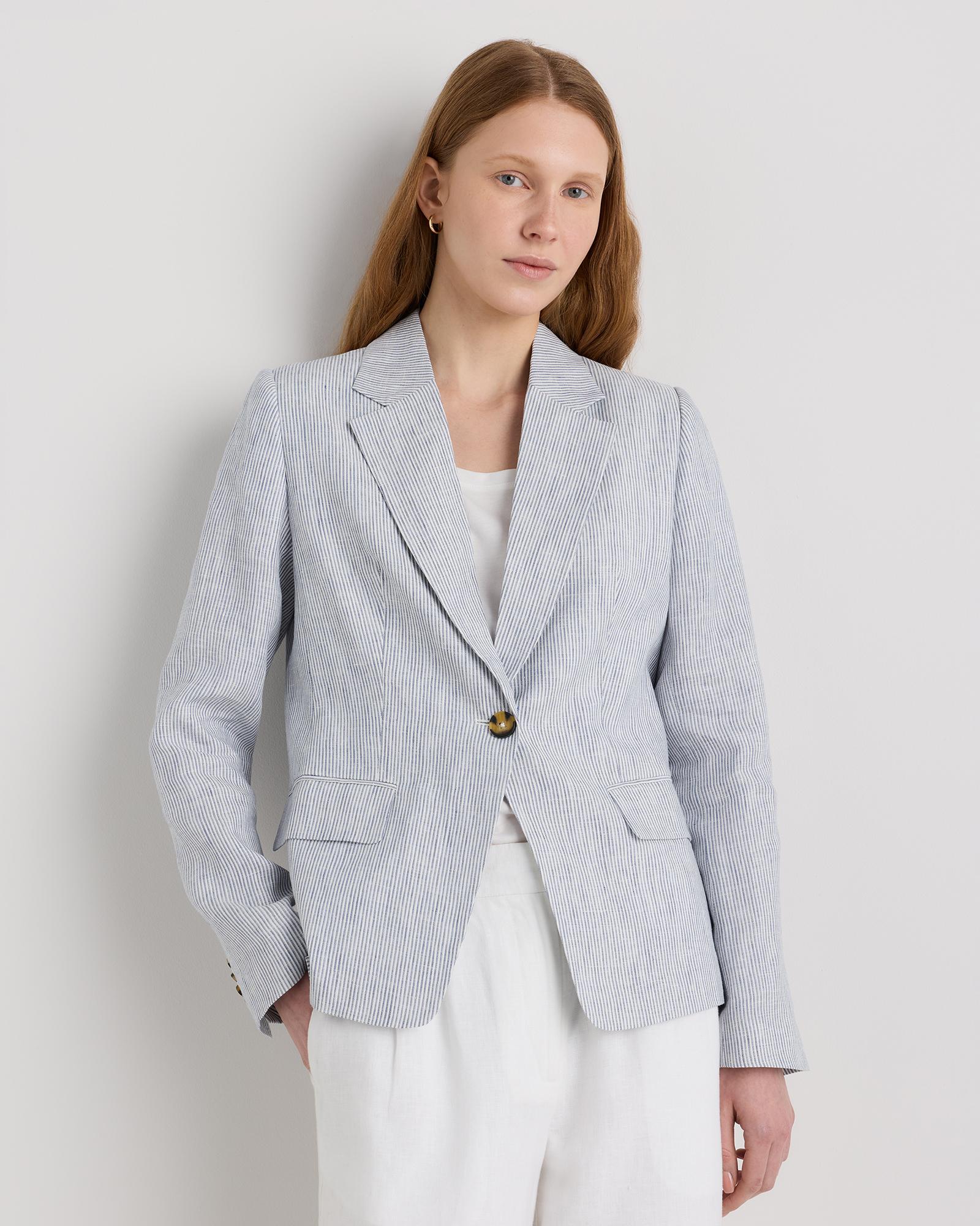 100% european linen structured blazer