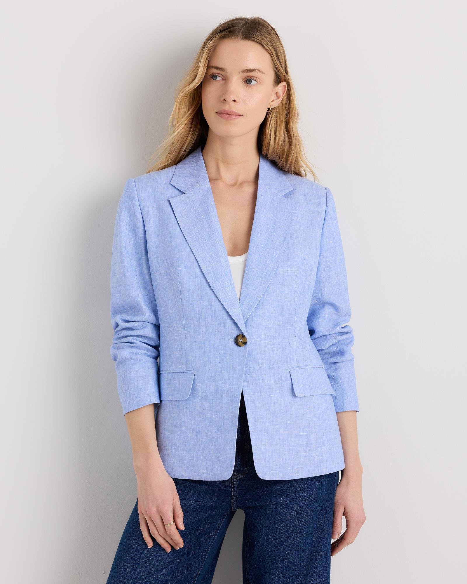 100% european linen structured blazer