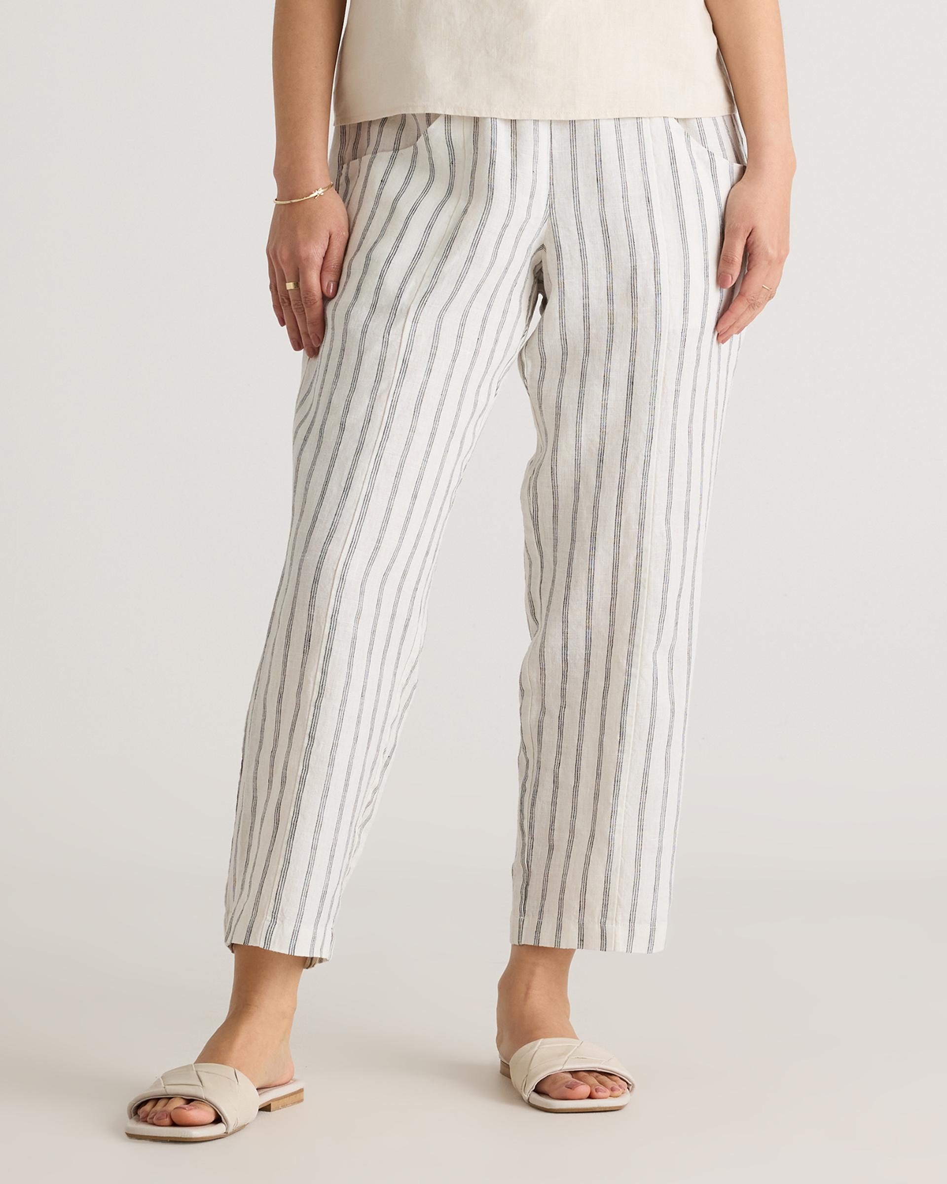100% european linen tapered ankle pants
