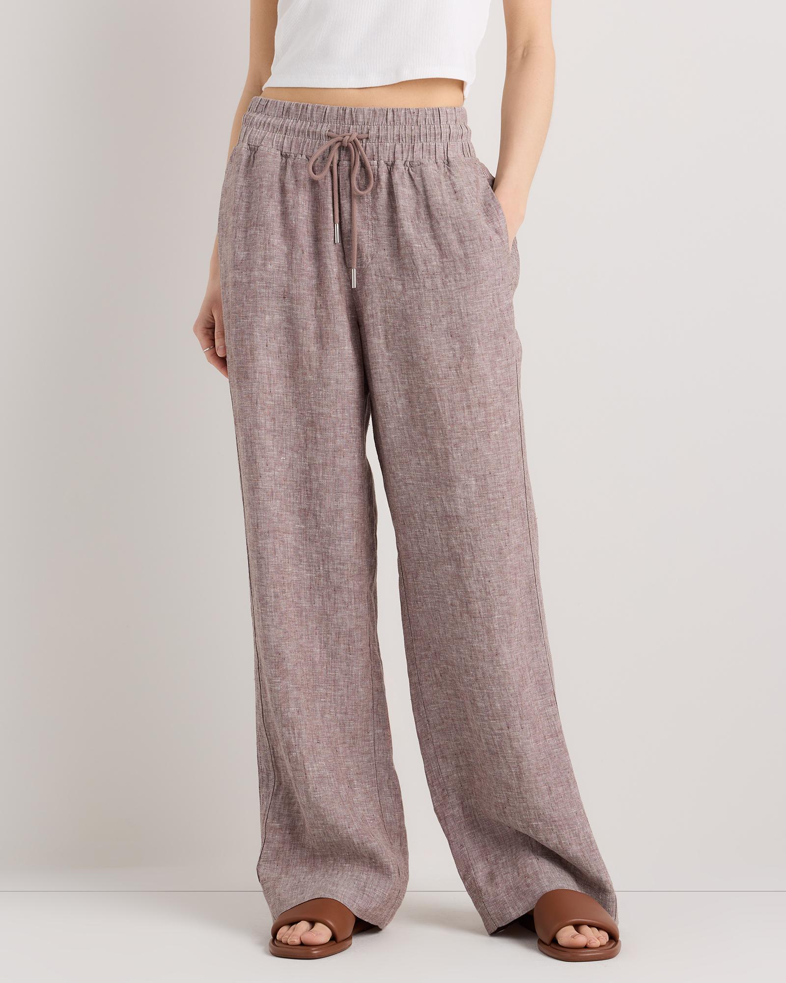 100% european linen wide leg pants