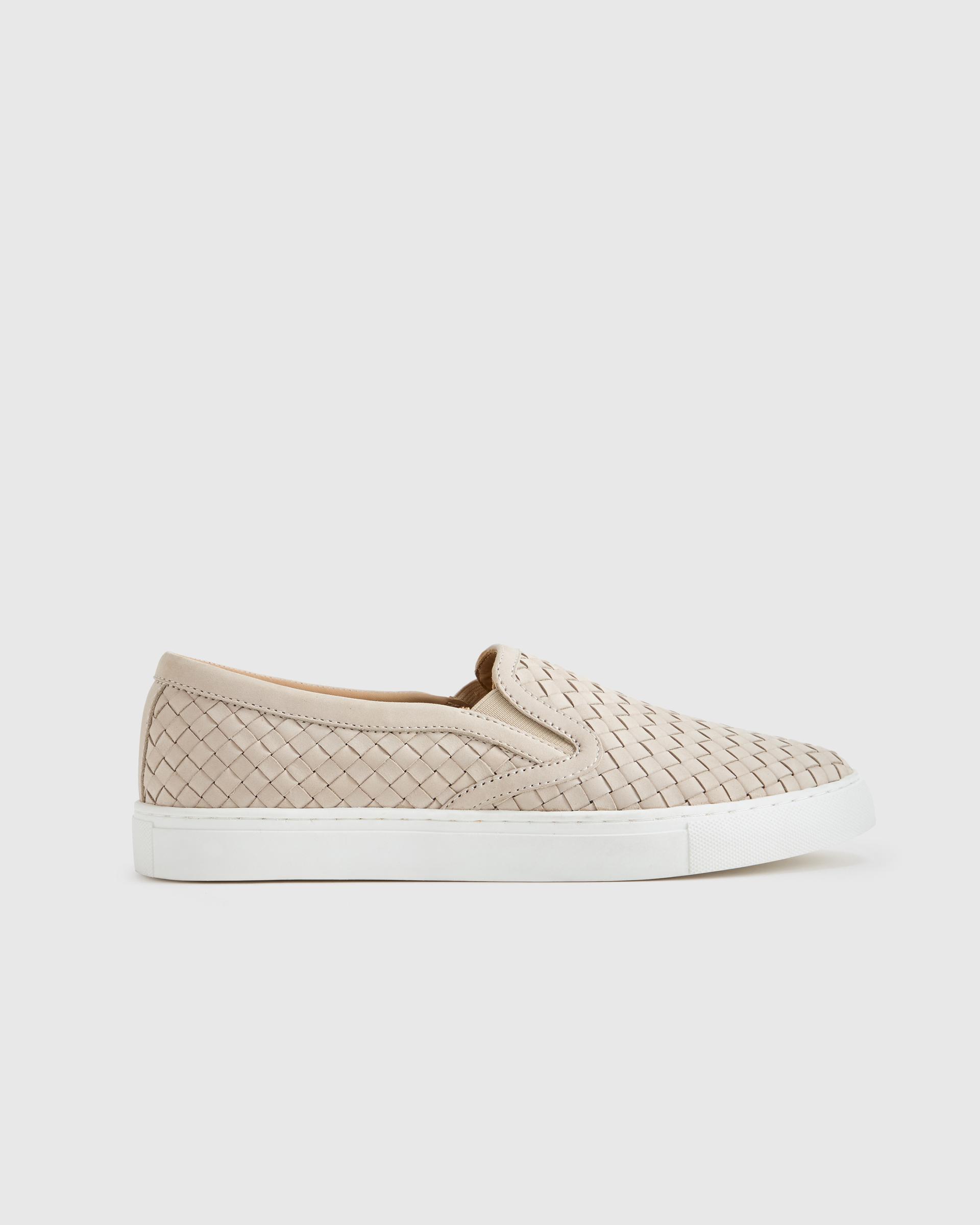 100% handwoven leather slip on sneaker