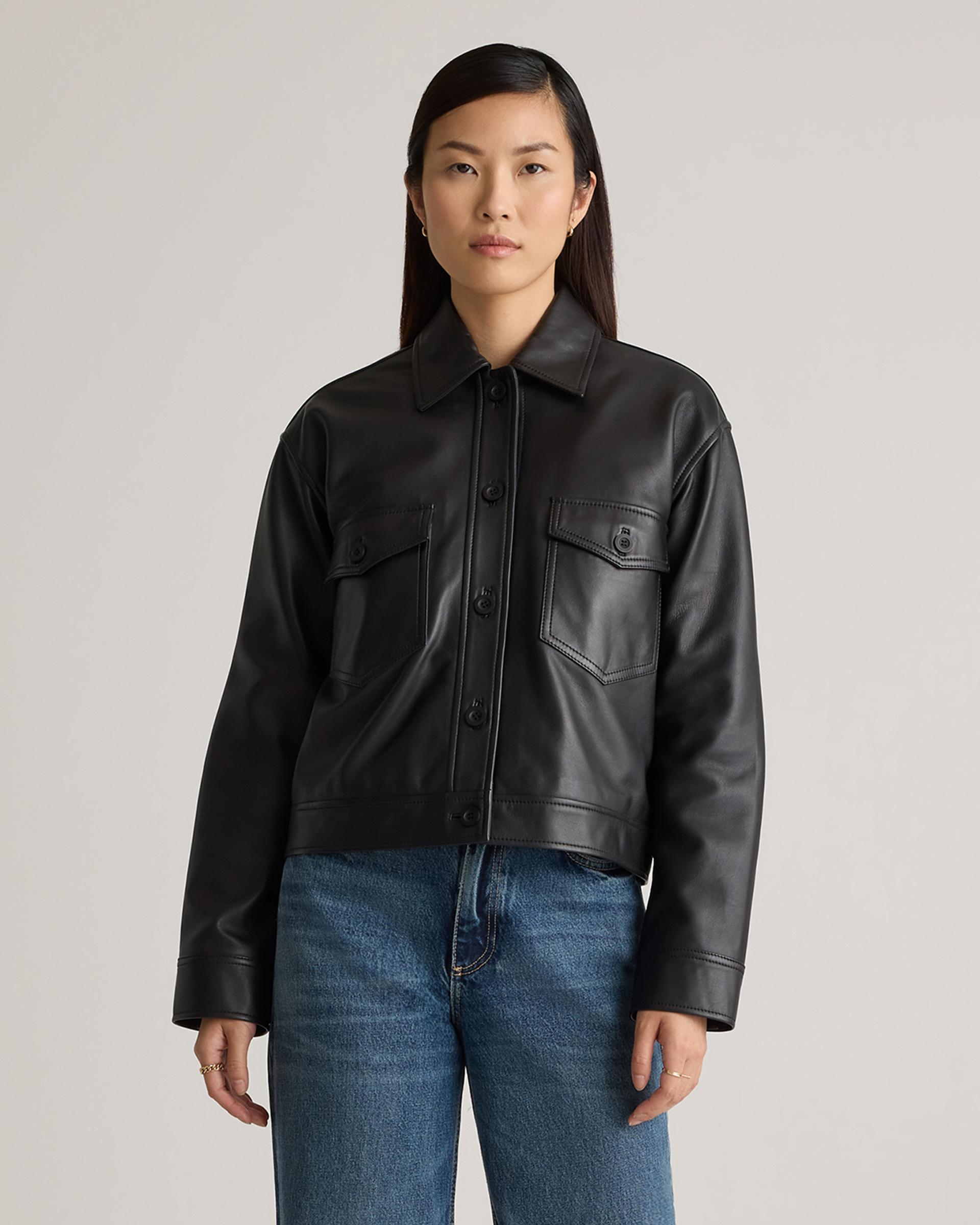 100% leather cropped jacket
