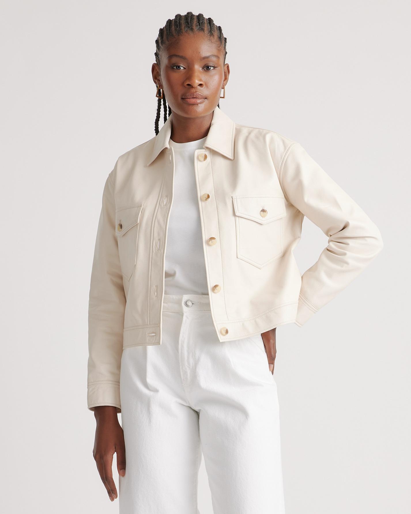 100% leather cropped jacket
