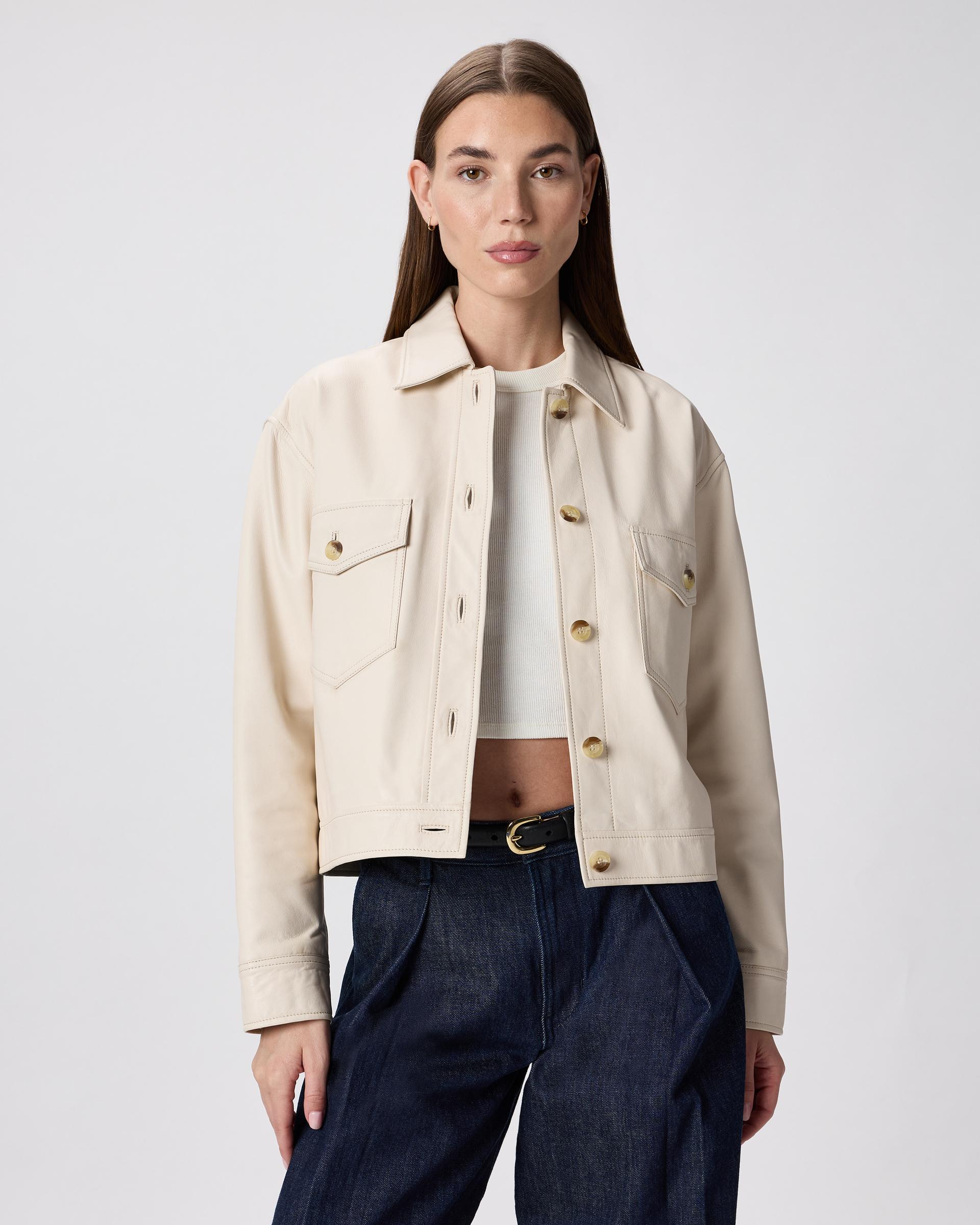 100% leather cropped jacket