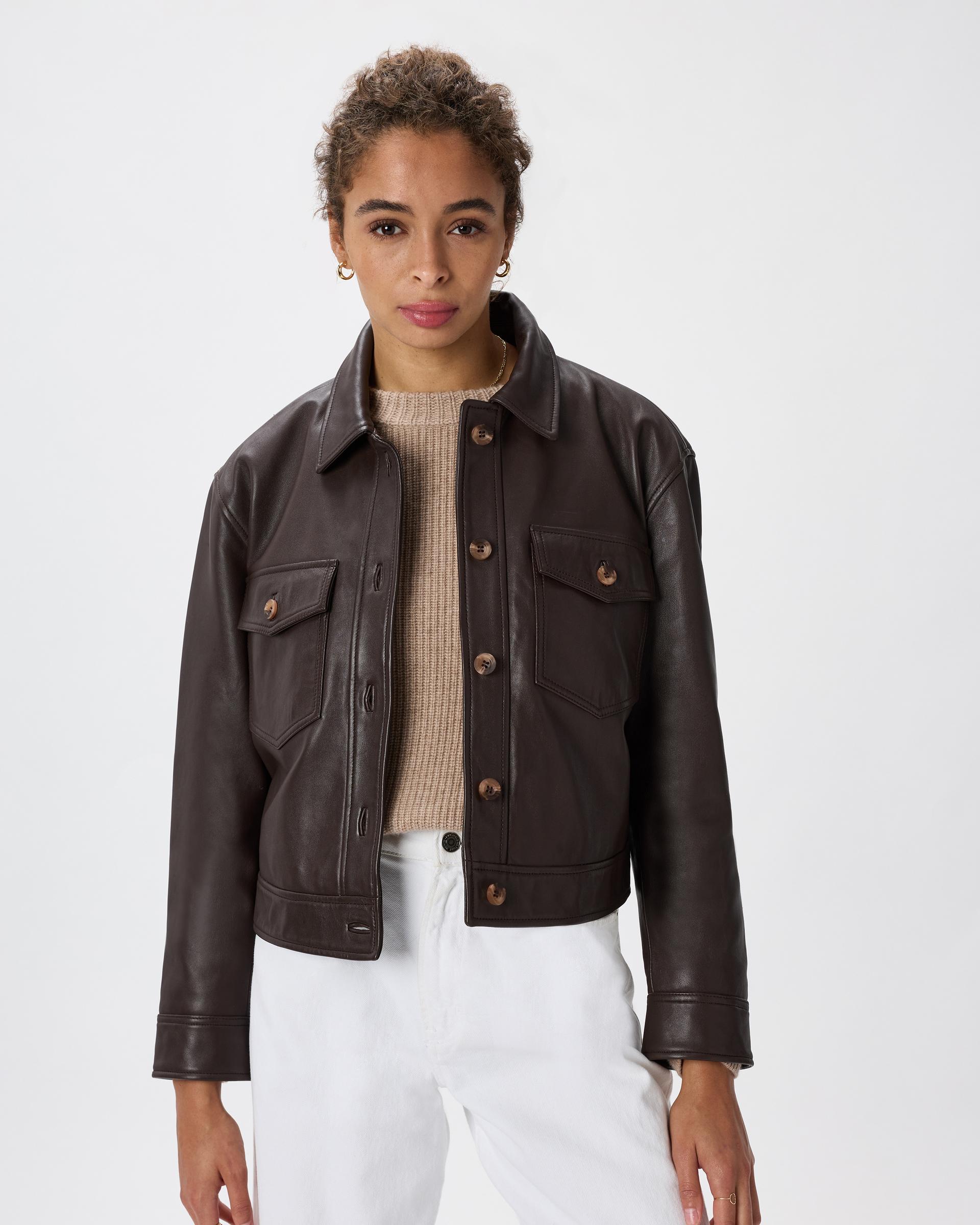100% leather cropped jacket