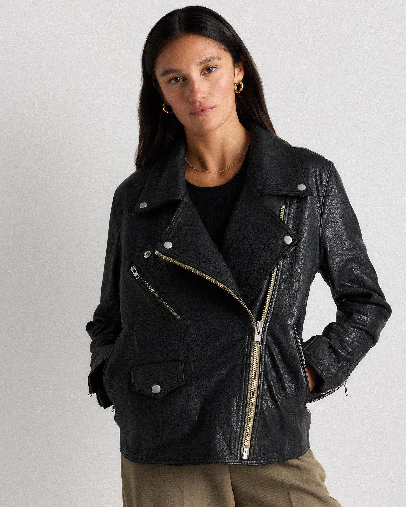 100% leather oversized biker jacket