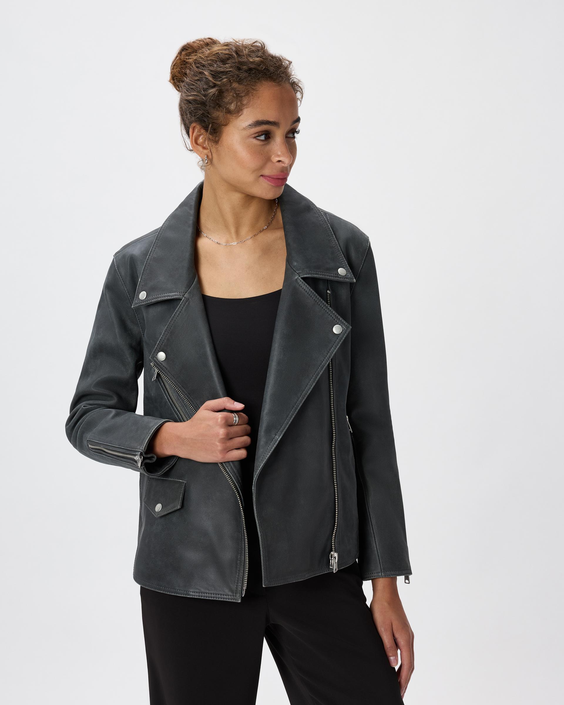 100% leather oversized biker jacket