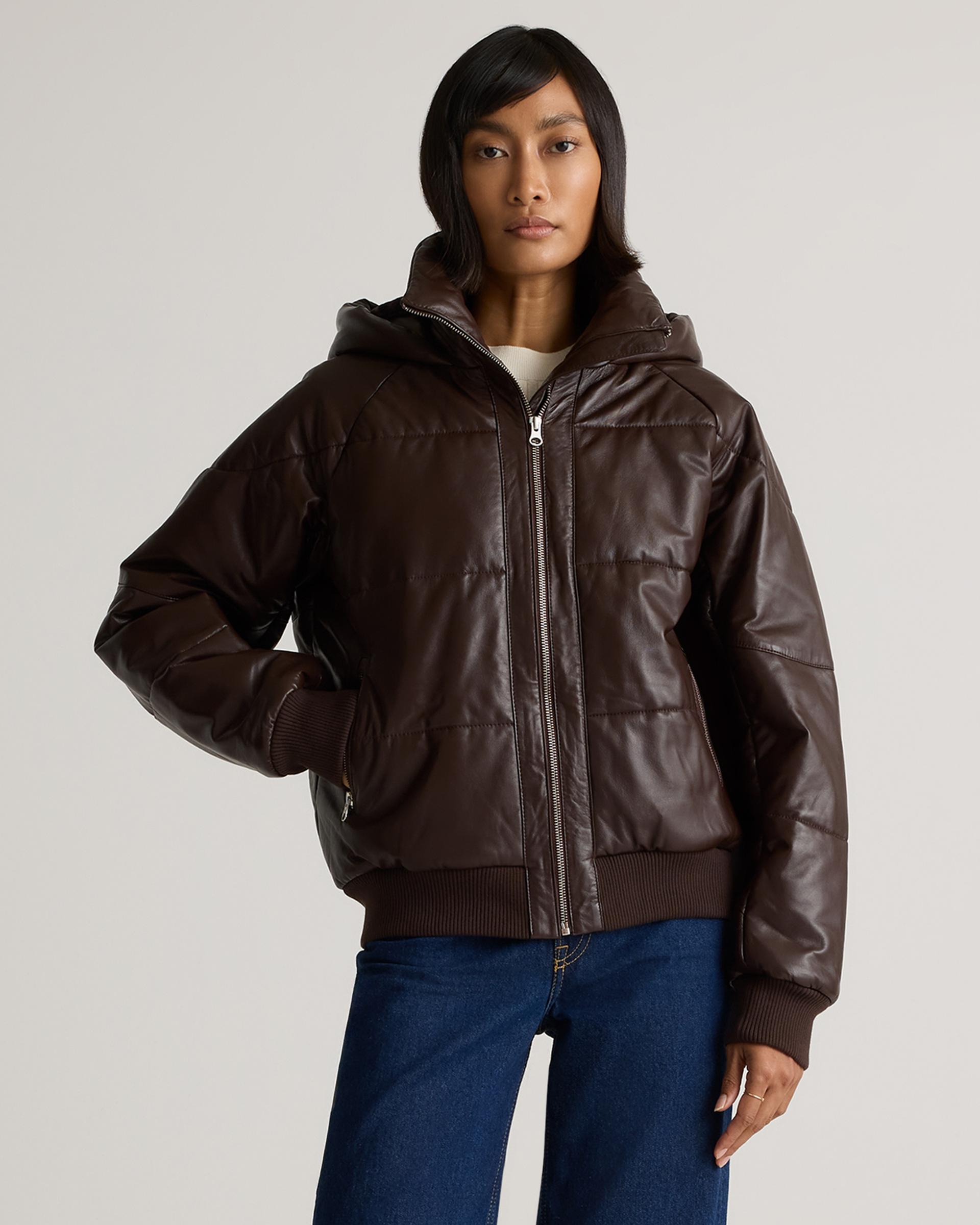 100% leather puffer jacket