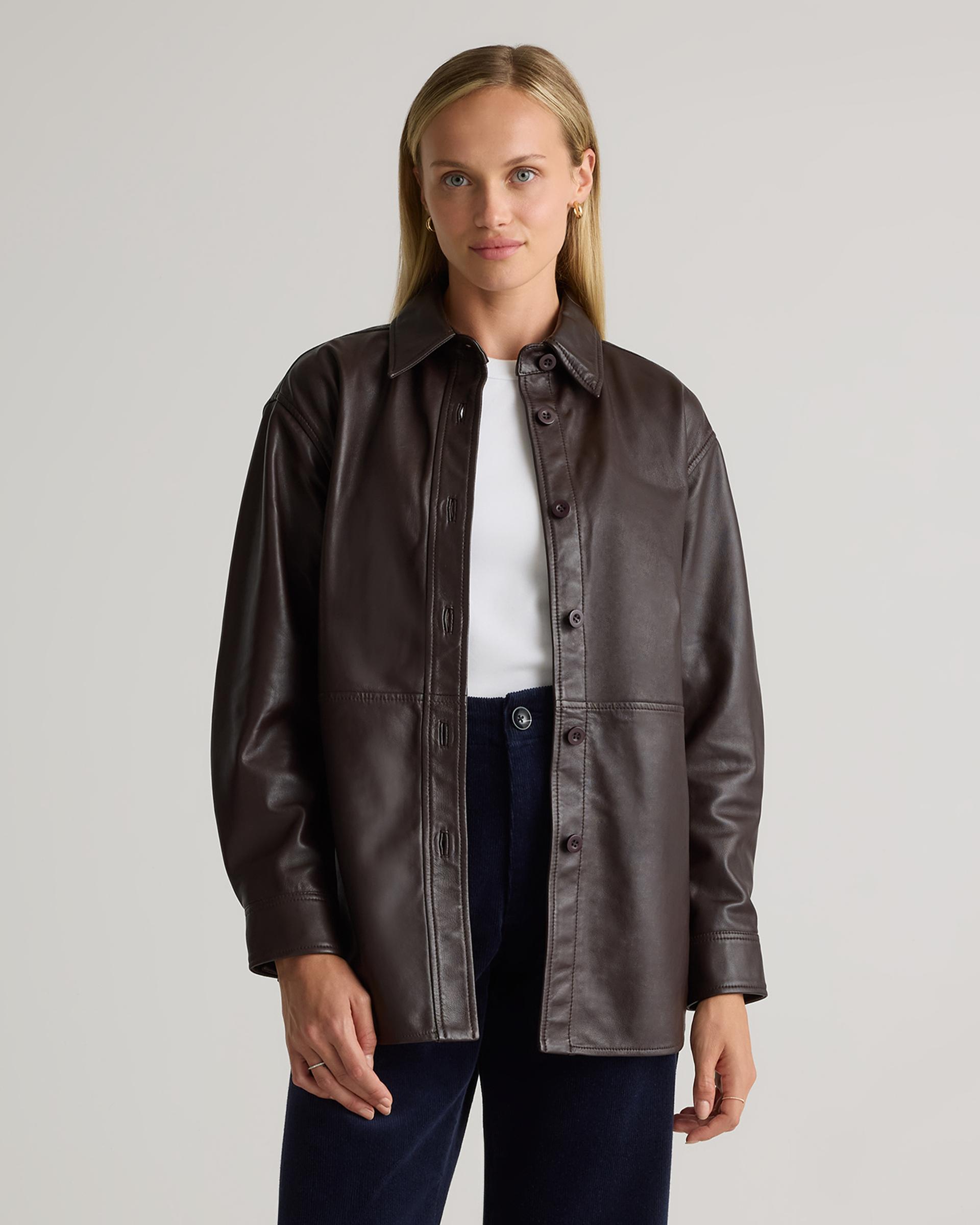 100% leather shirt jacket