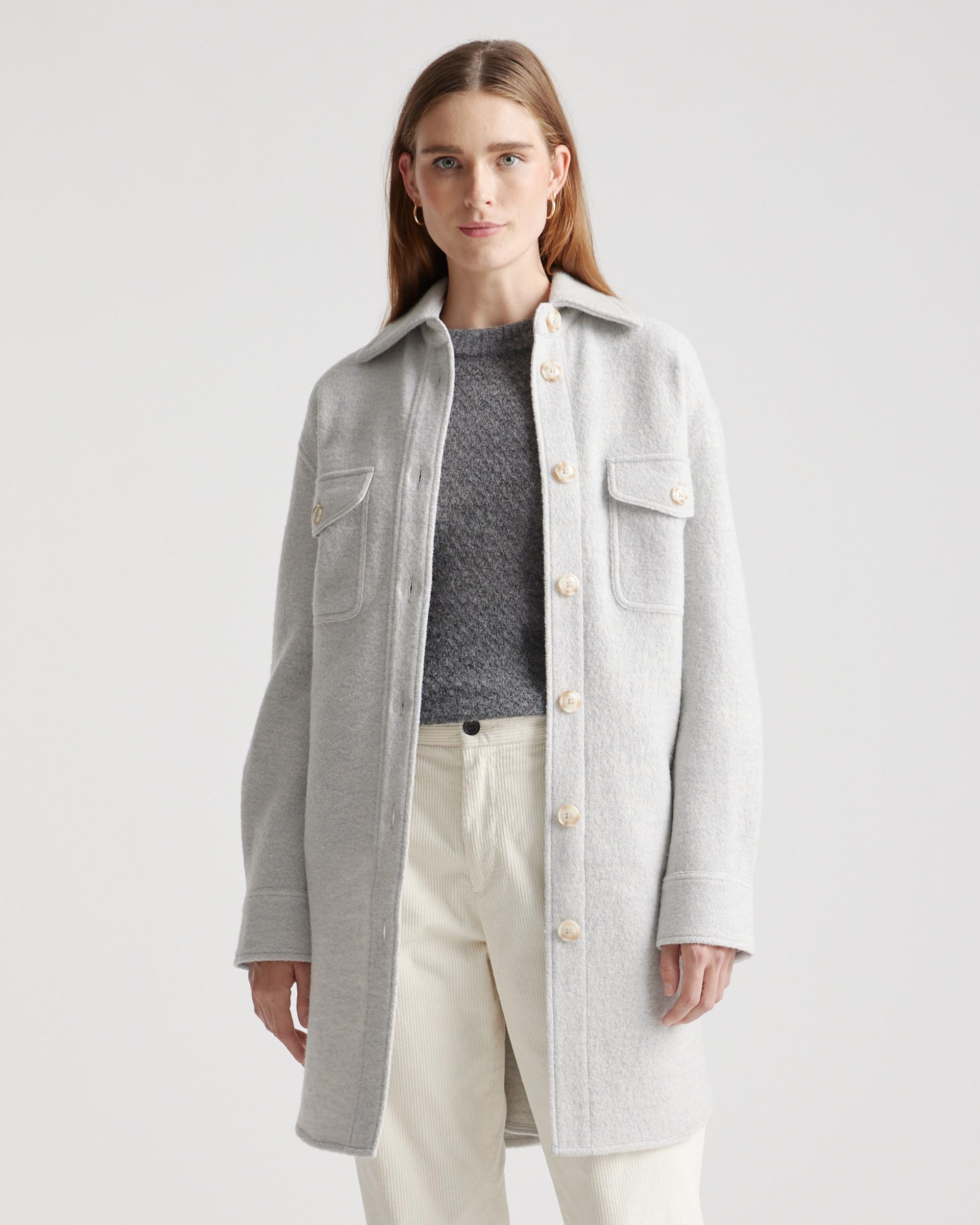 100% merino wool long shirt jacket