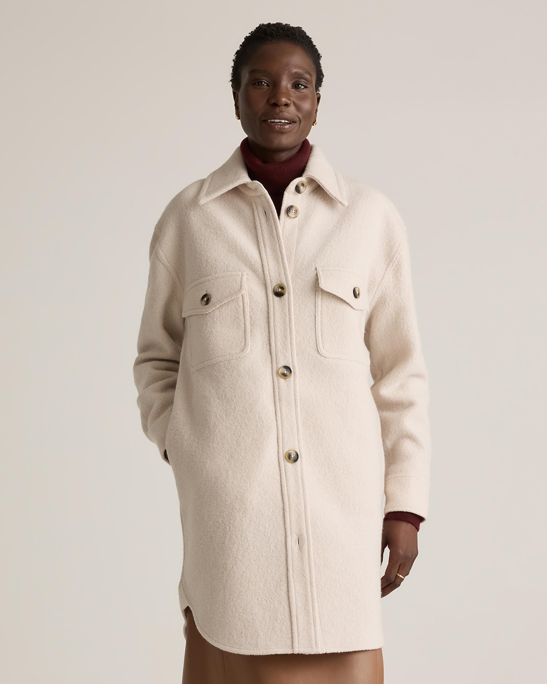 100% merino wool long shirt jacket