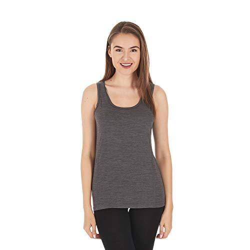 100% merino wool womens lightweight tank top - moisture wicking soft and breathable under shirt - charcoal gray - medium