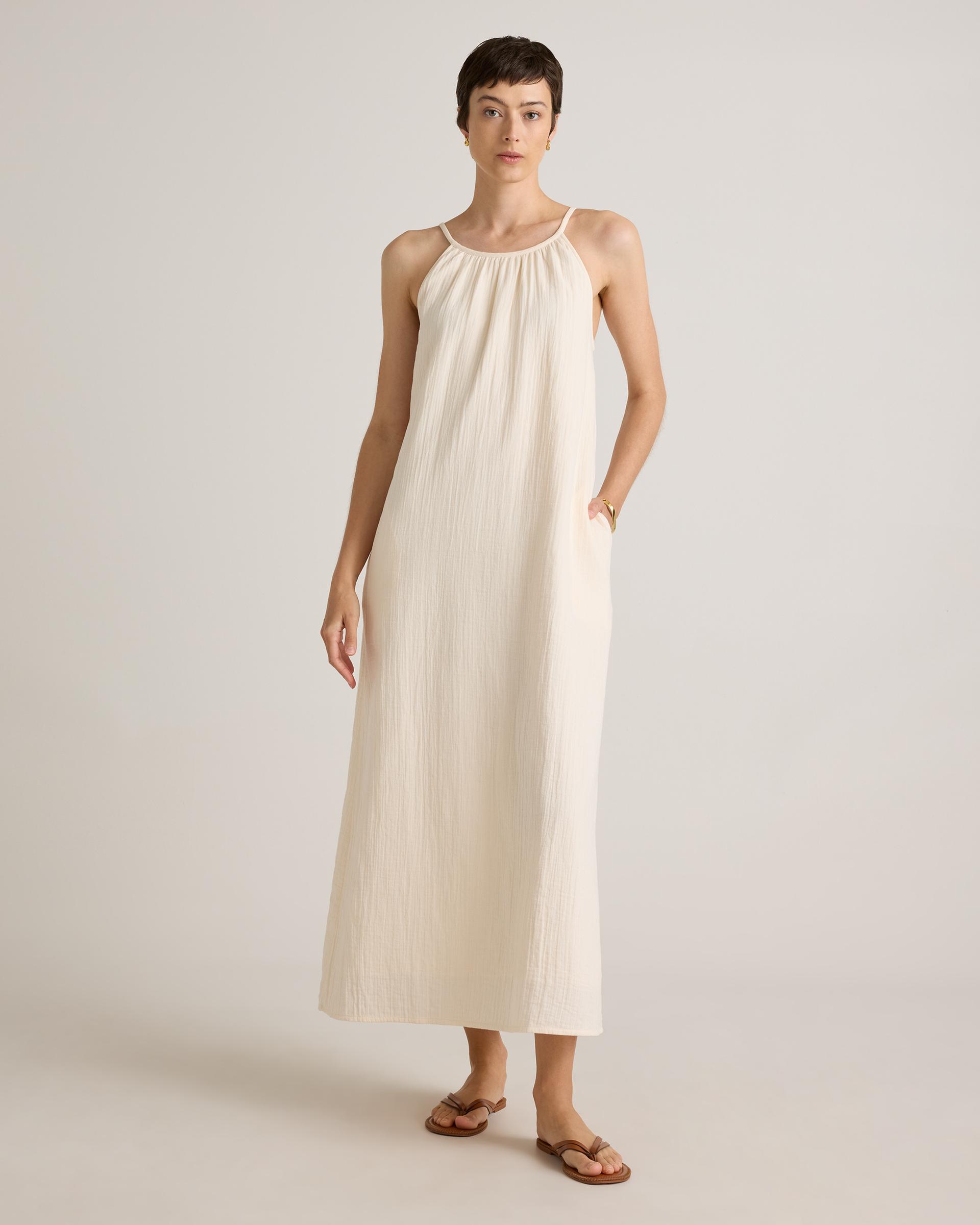 100% organic cotton gauze sleeveless maxi dress