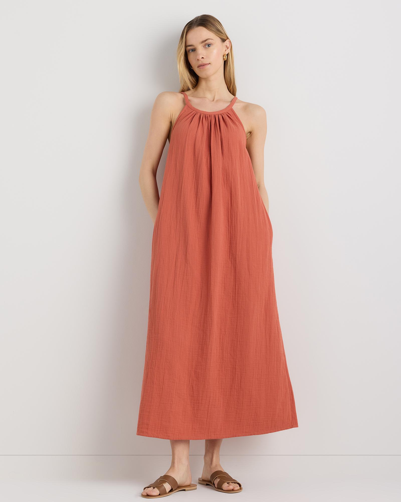 100% organic cotton gauze sleeveless maxi dress