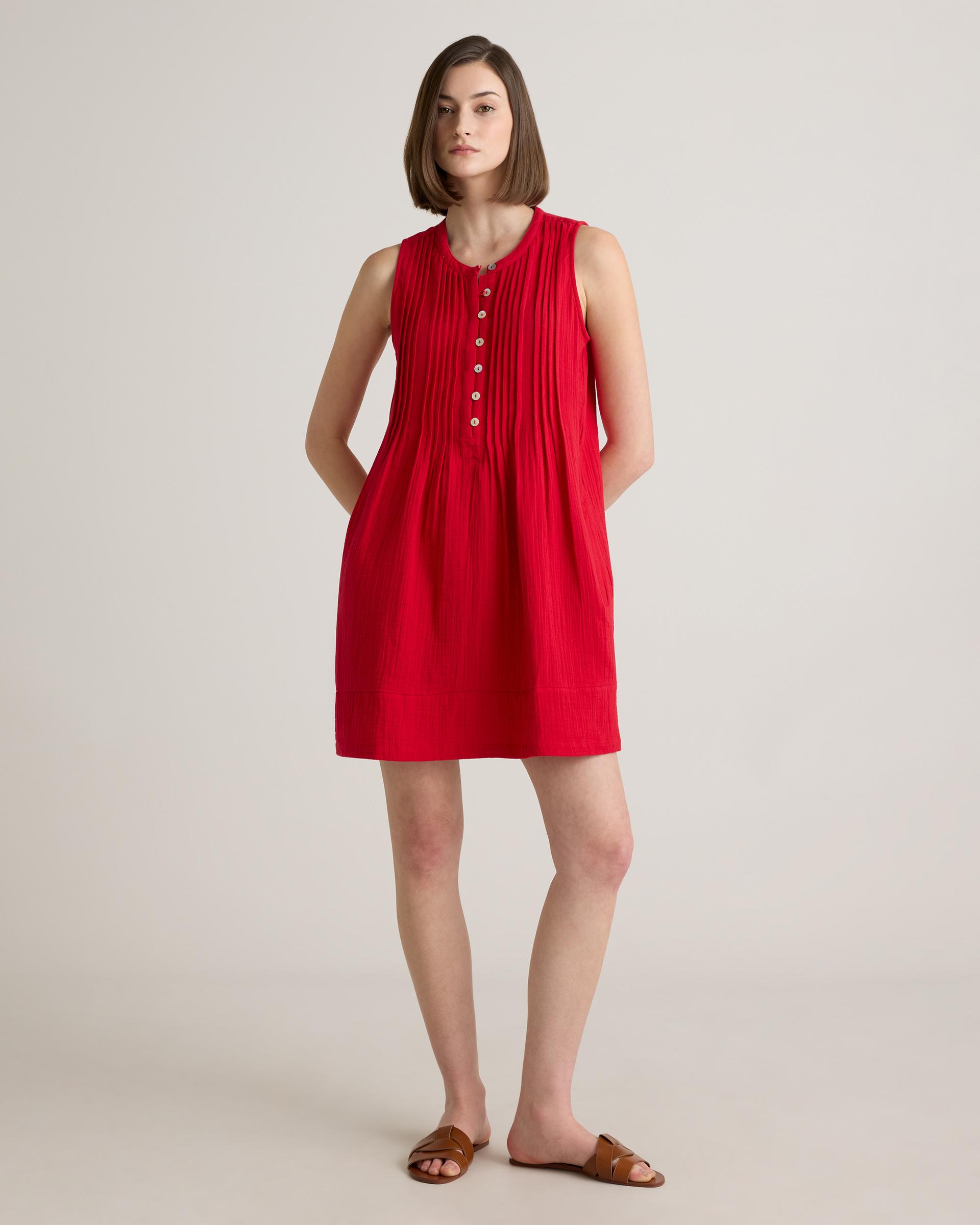 100% organic cotton gauze sleeveless swing dress