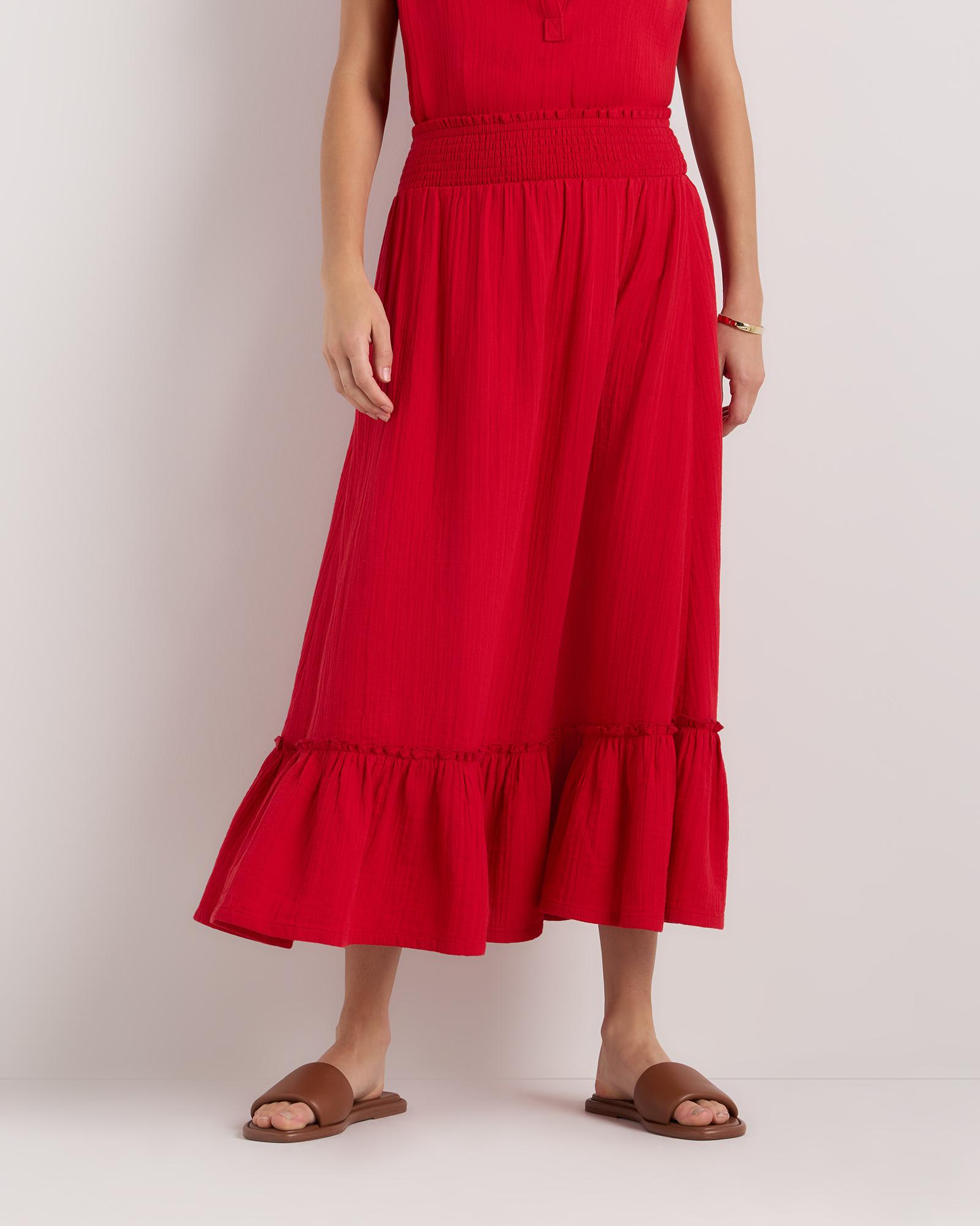 100% organic cotton gauze smocked maxi skirt