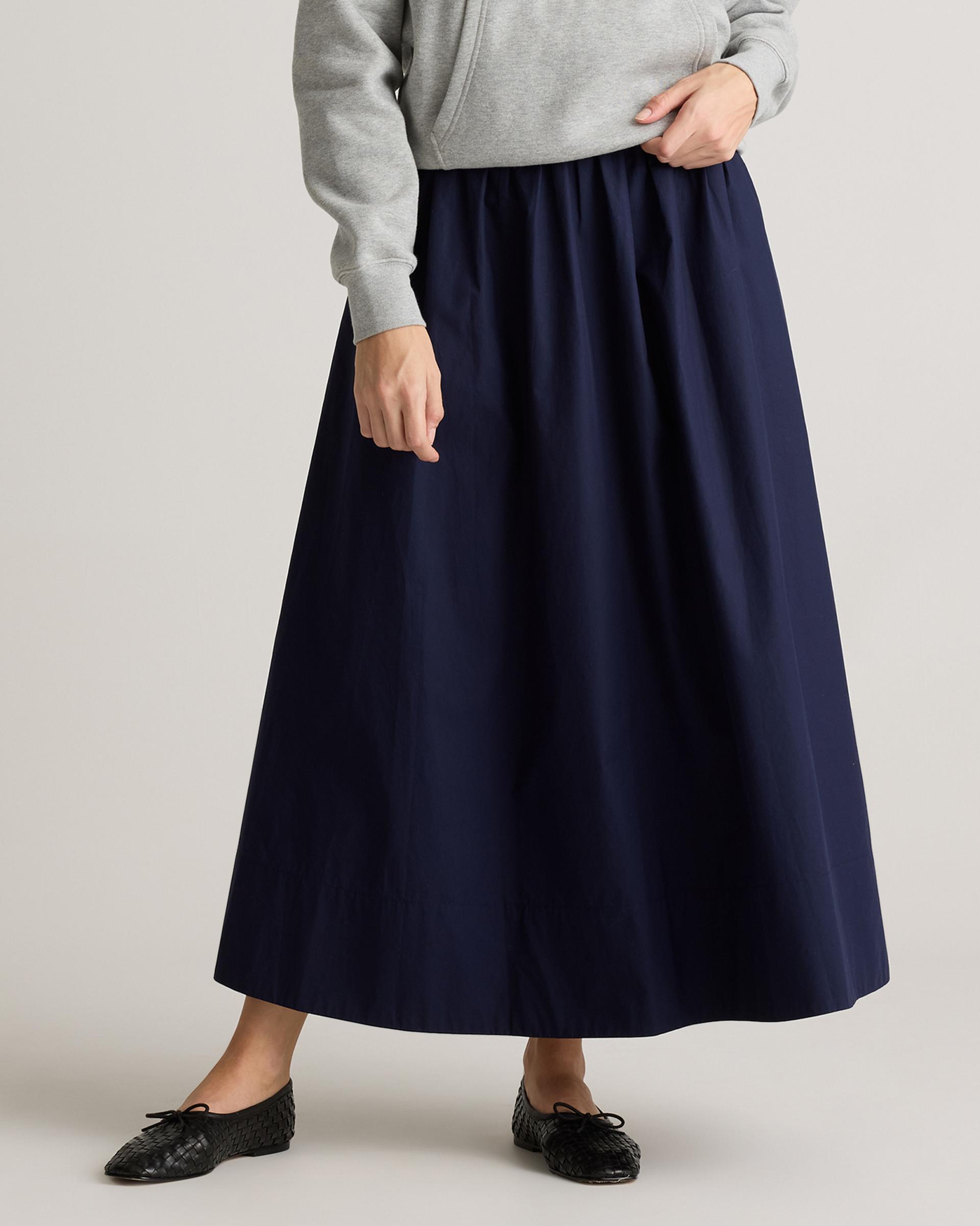 100% organic cotton poplin a-line maxi skirt