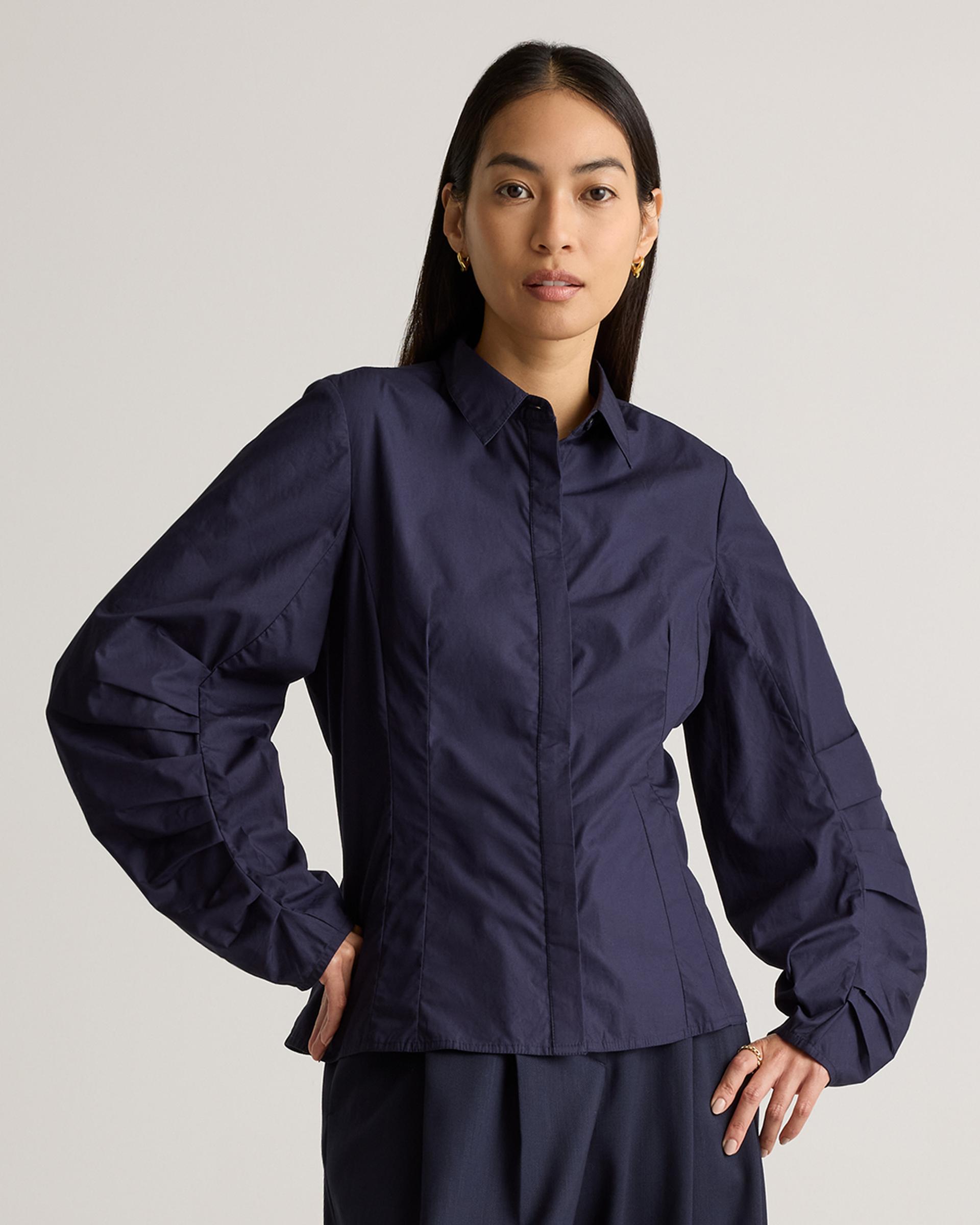 100% organic cotton poplin balloon sleeve shirt