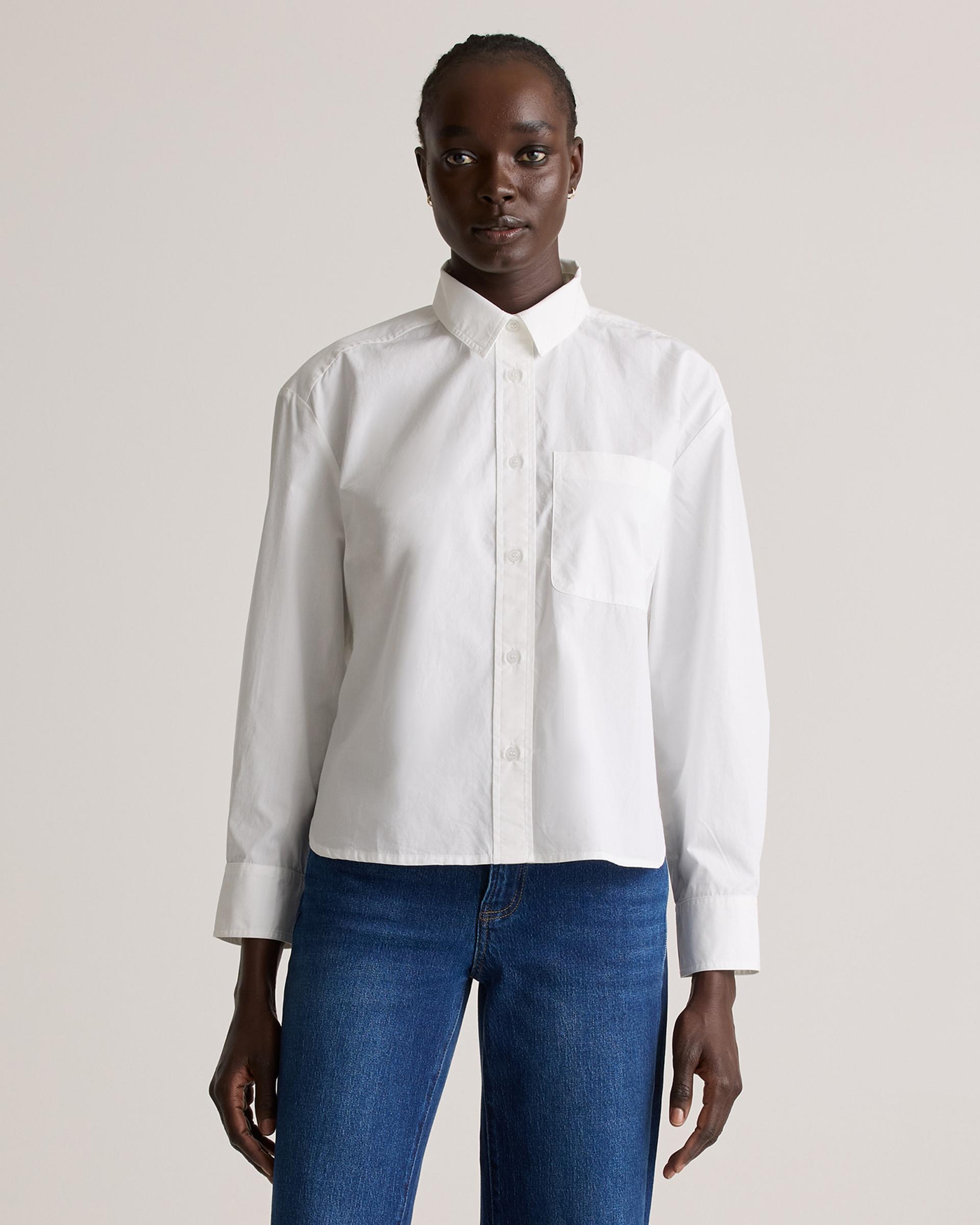 100% organic cotton poplin cropped long sleeve shirt
