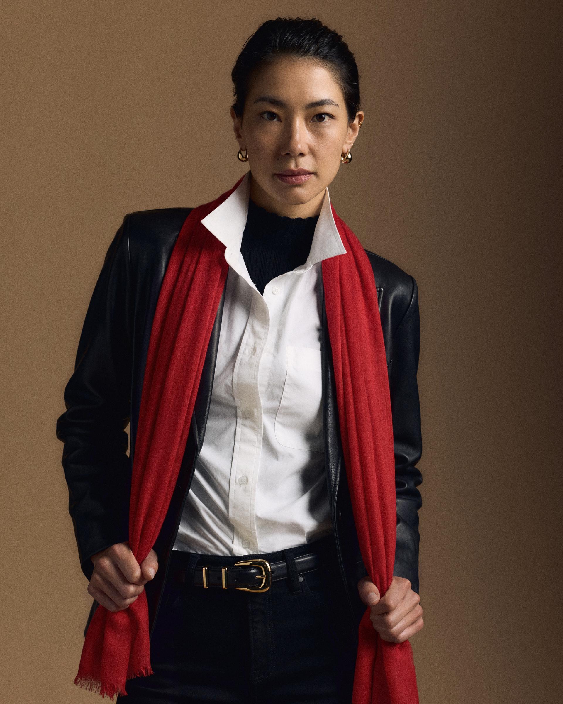 100% organic cotton poplin cropped long sleeve shirt