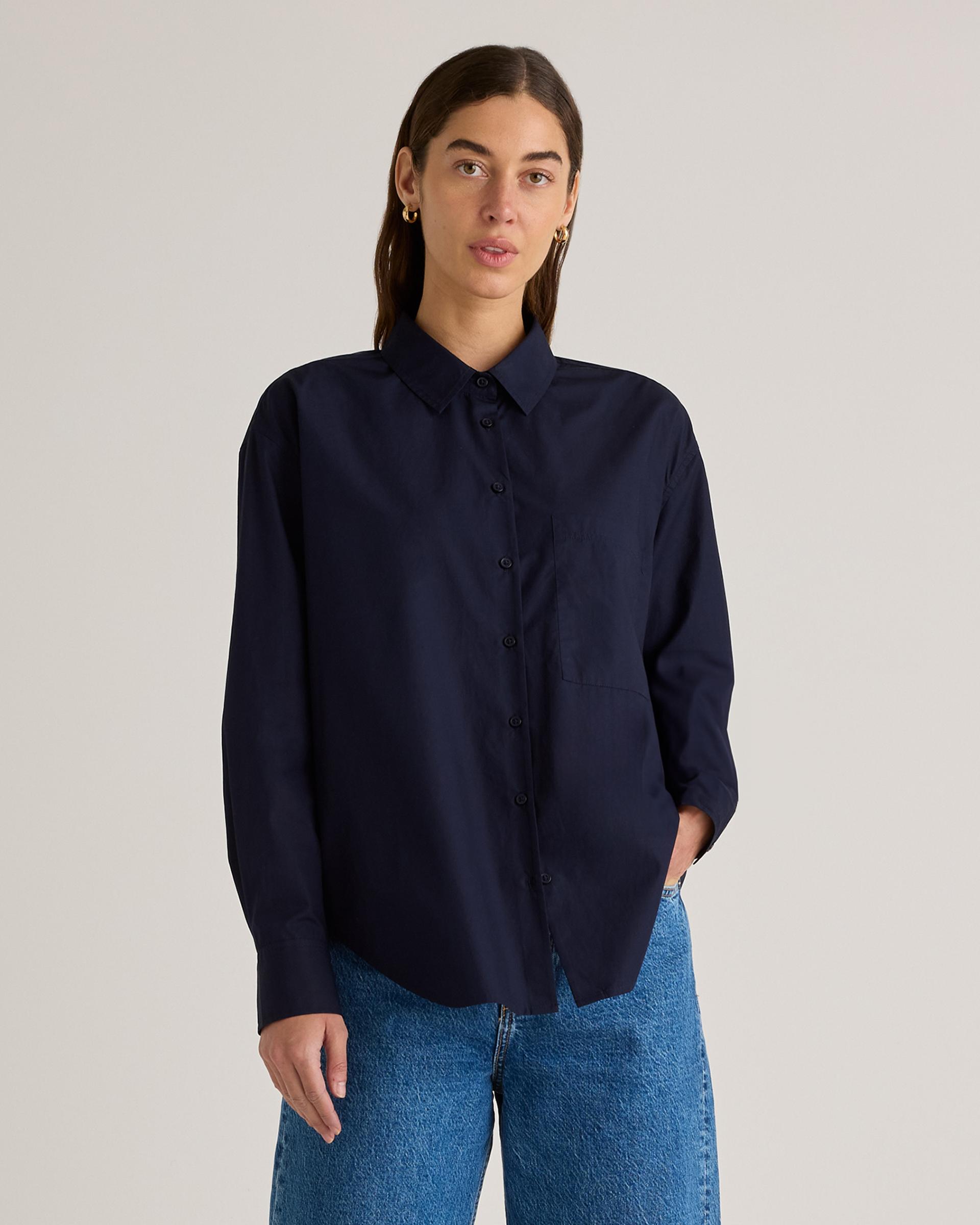 100% organic cotton poplin long sleeve boyfriend shirt