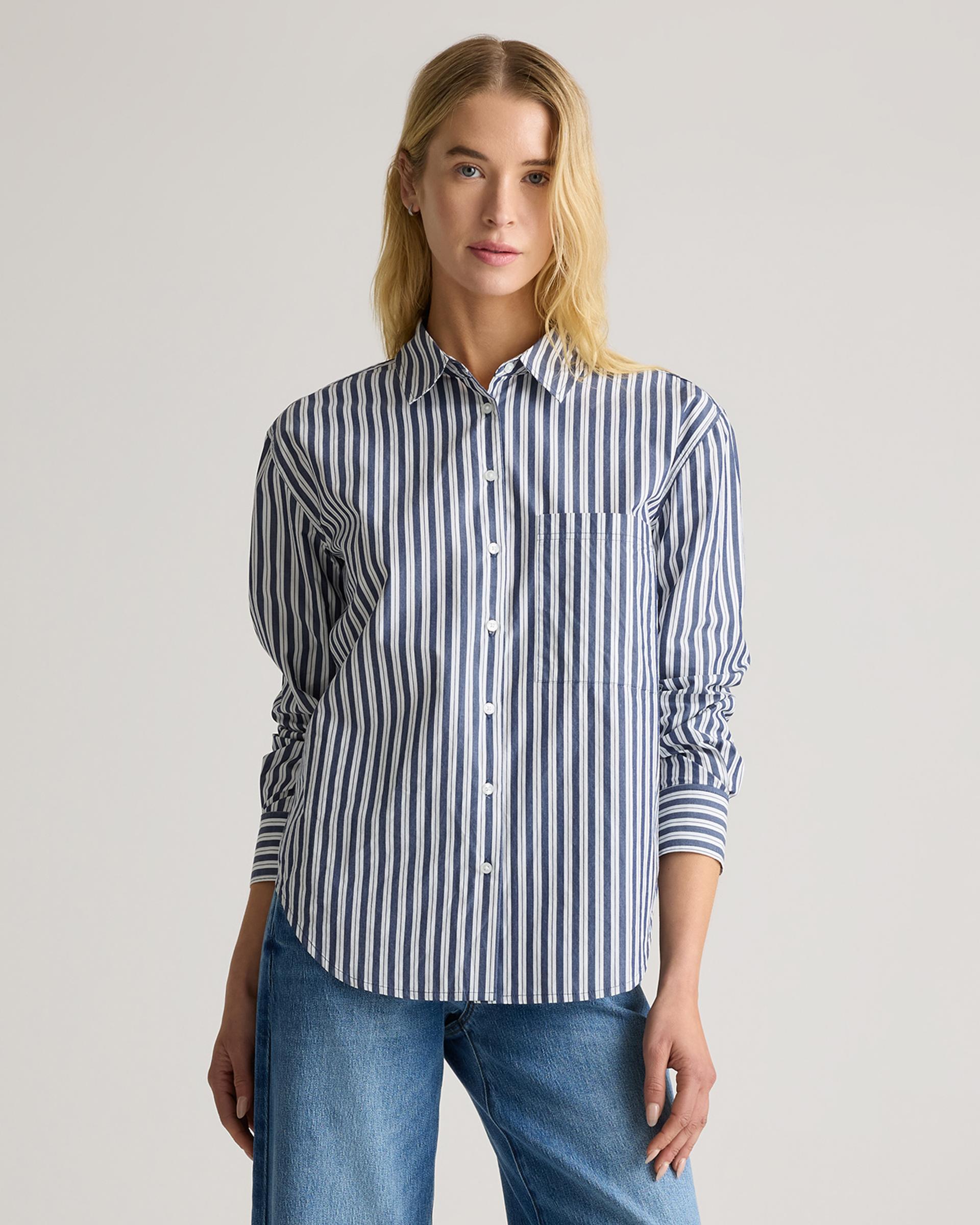100% organic cotton poplin long sleeve boyfriend shirt