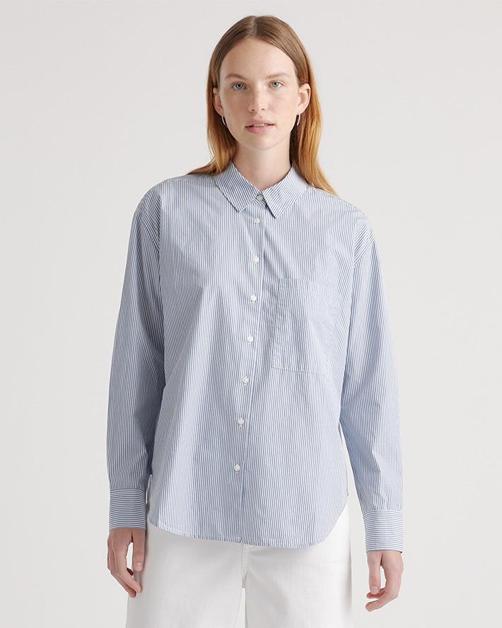 100% organic cotton poplin long sleeve boyfriend shirt