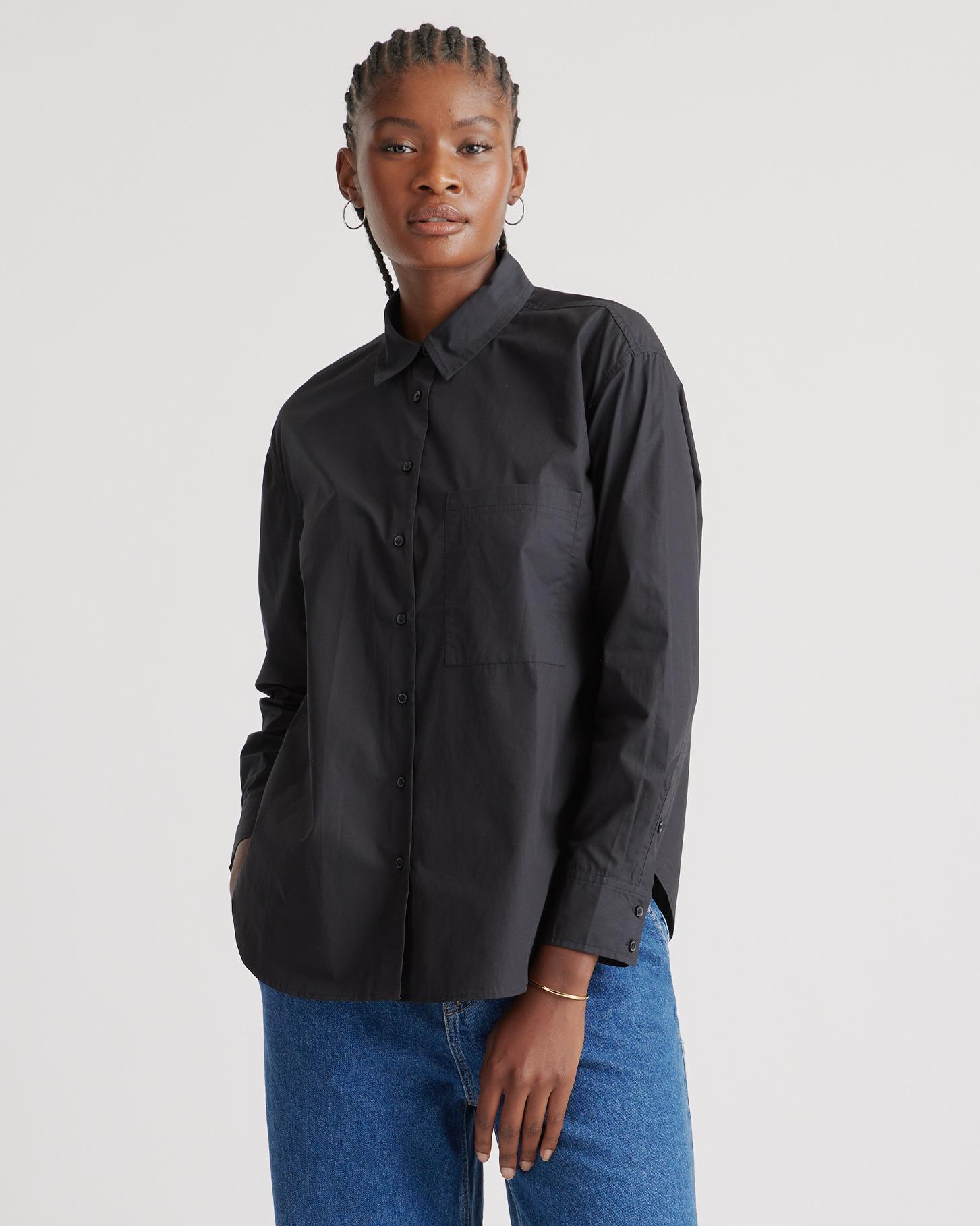 100% organic cotton poplin long sleeve boyfriend shirt