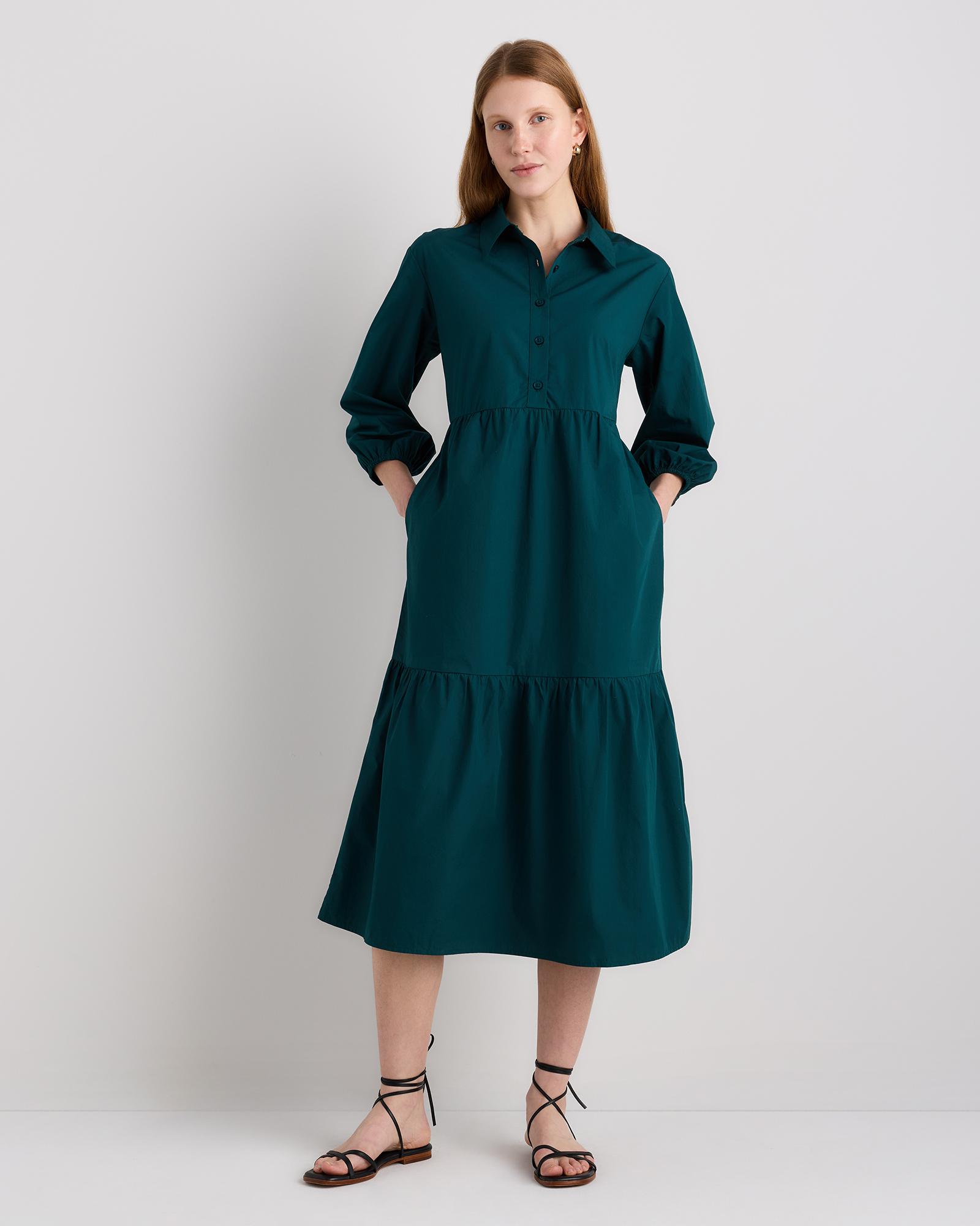 100% organic cotton poplin midi tunic dress