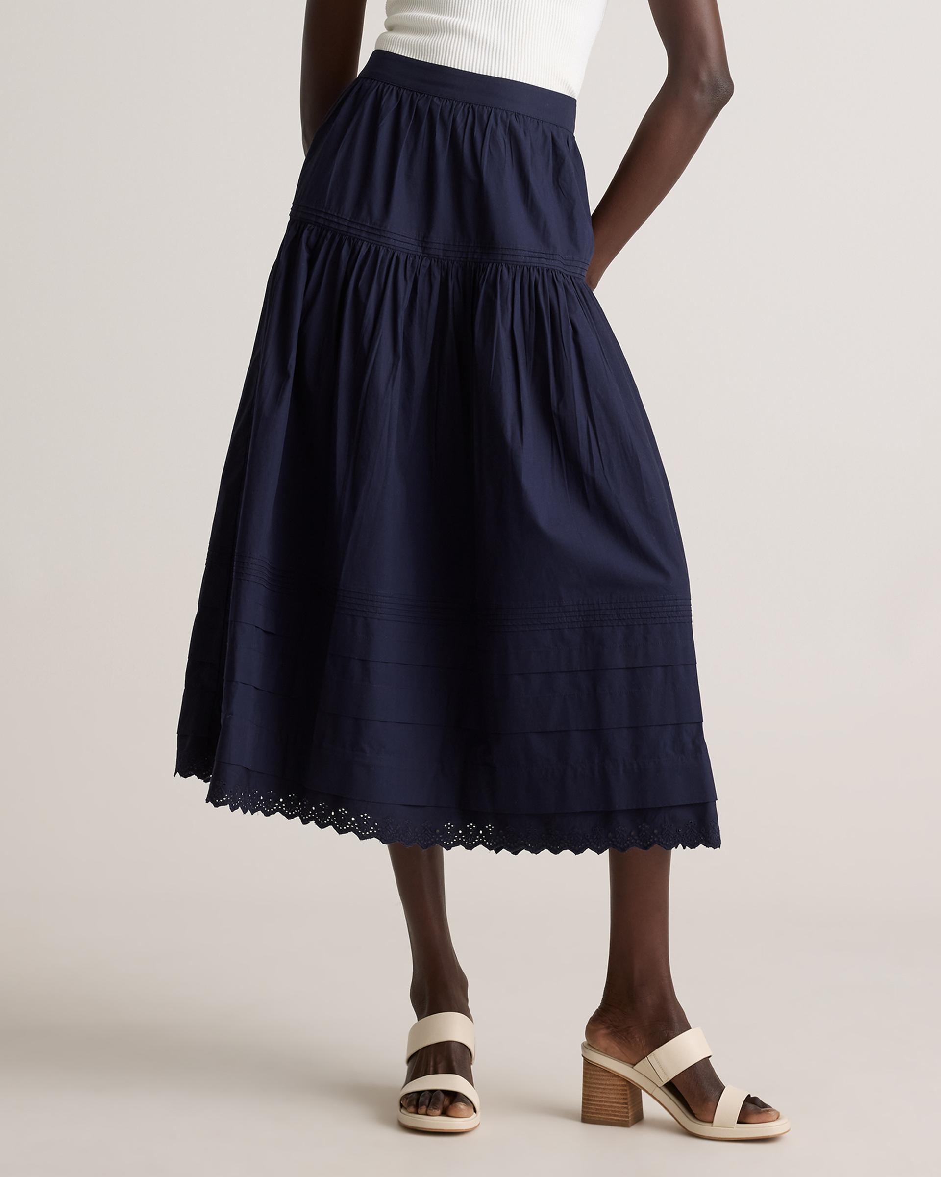 100% organic cotton poplin pintuck maxi skirt