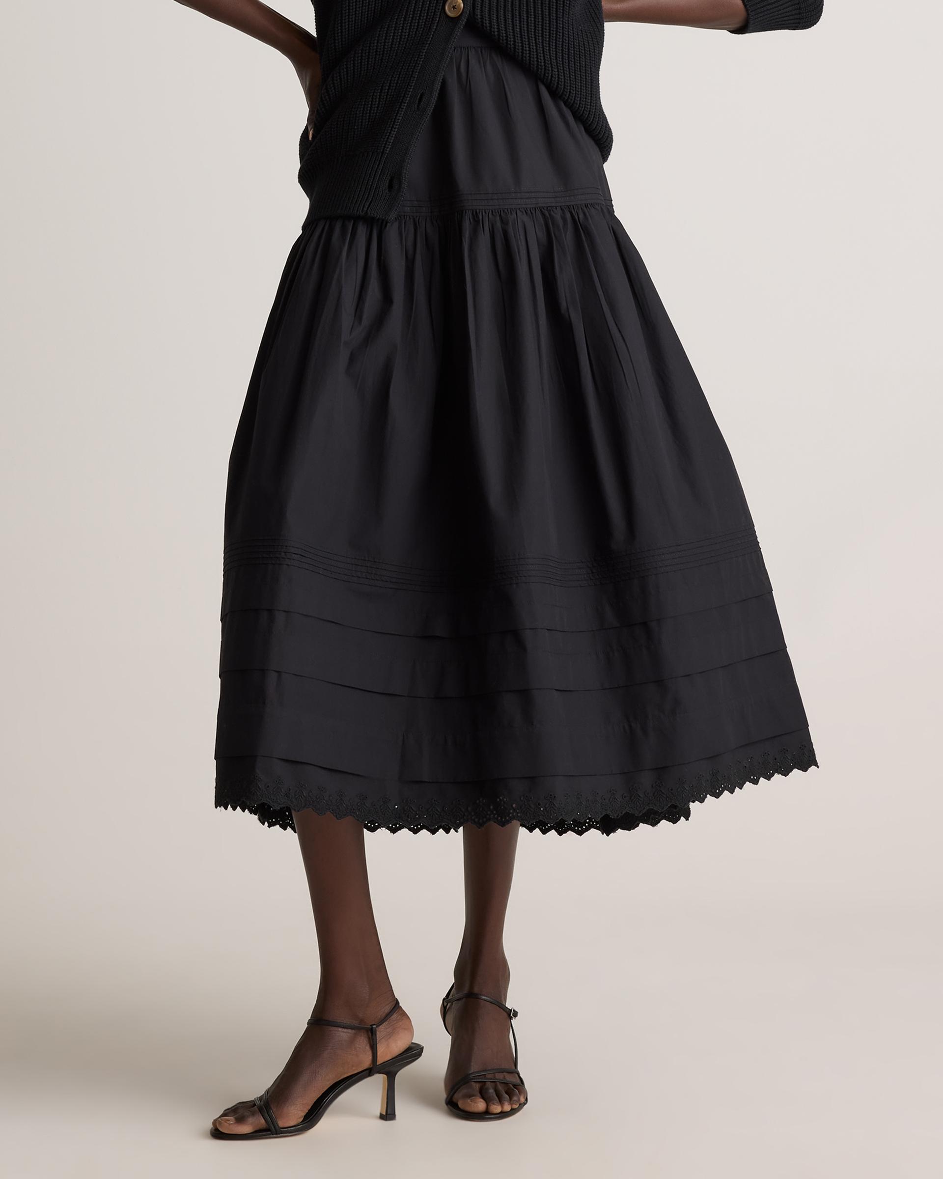 100% organic cotton poplin pintuck maxi skirt