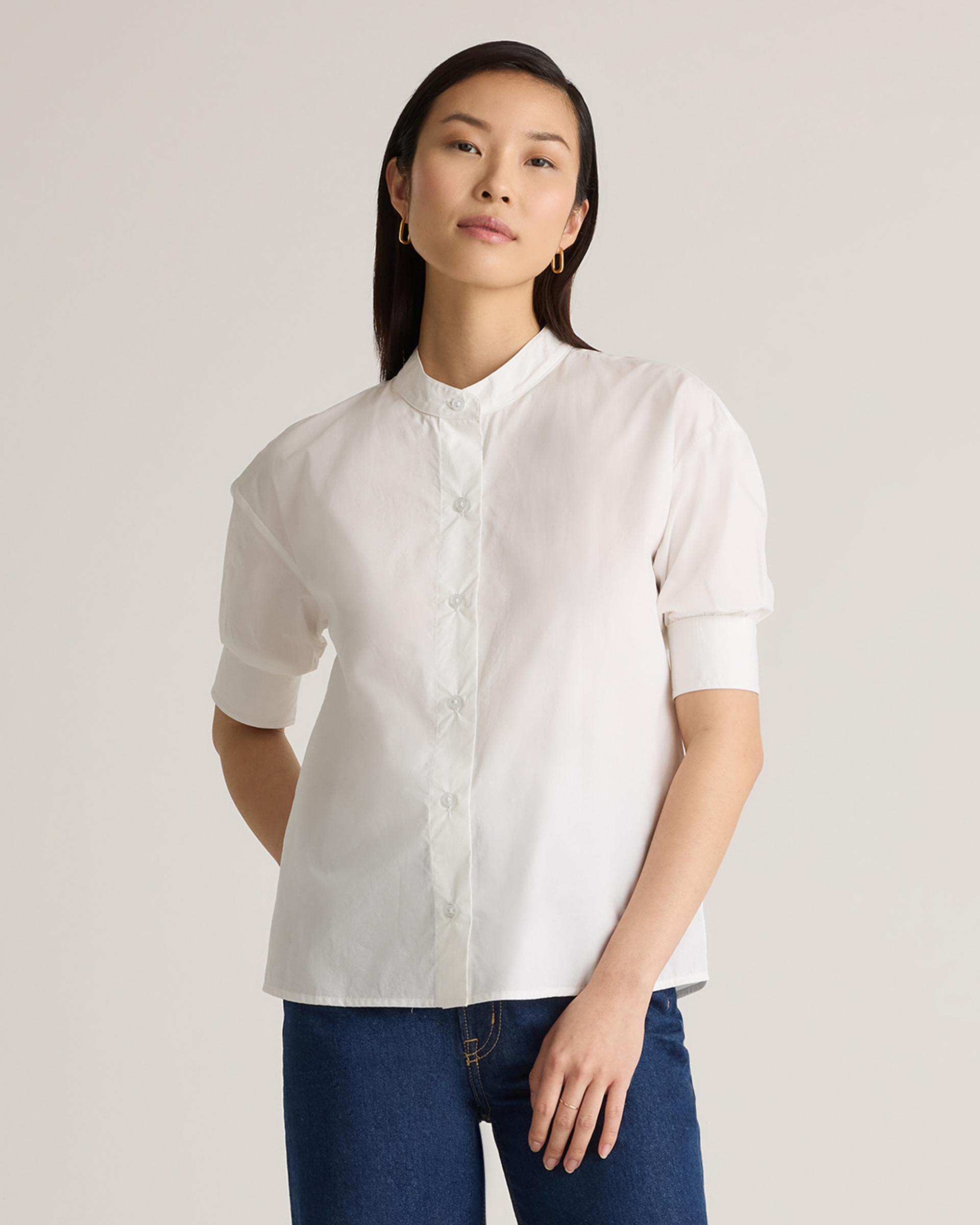 100% organic cotton poplin puff sleeve shirt