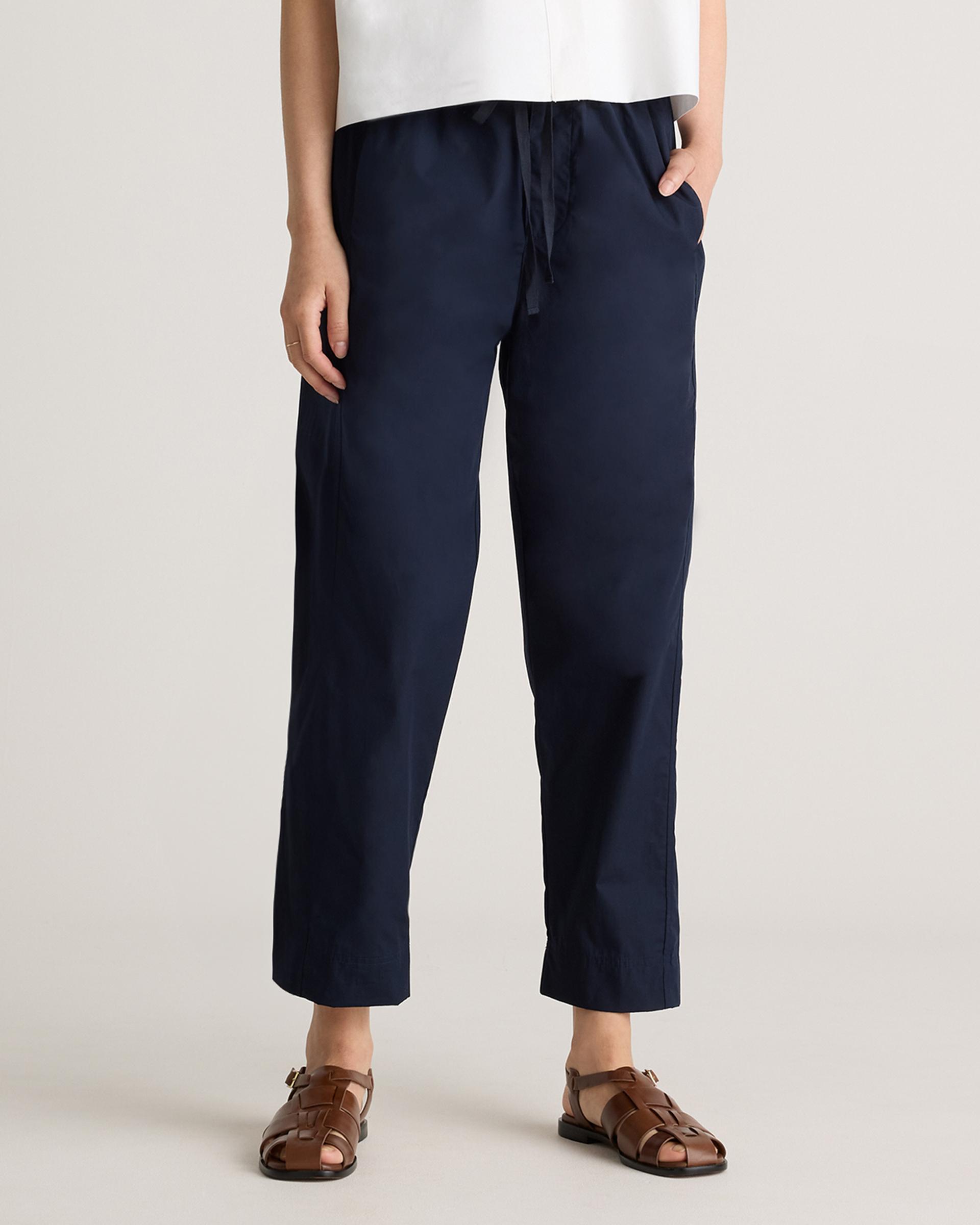 100% organic cotton poplin pull-on pants