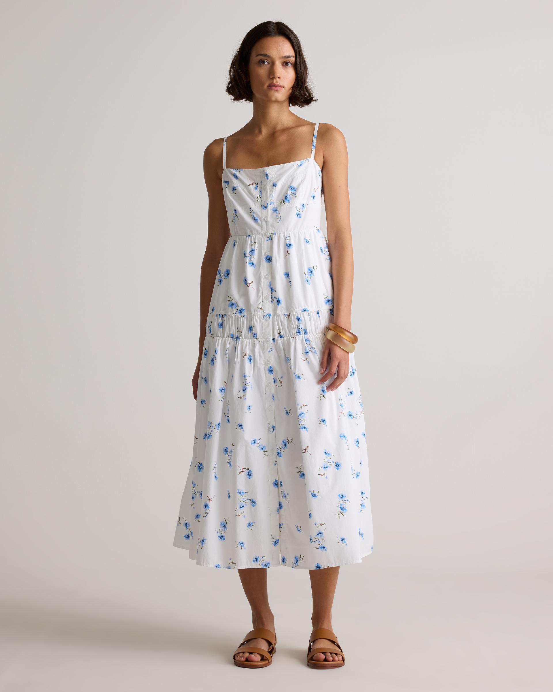 100% organic cotton poplin spaghetti strap maxi dress