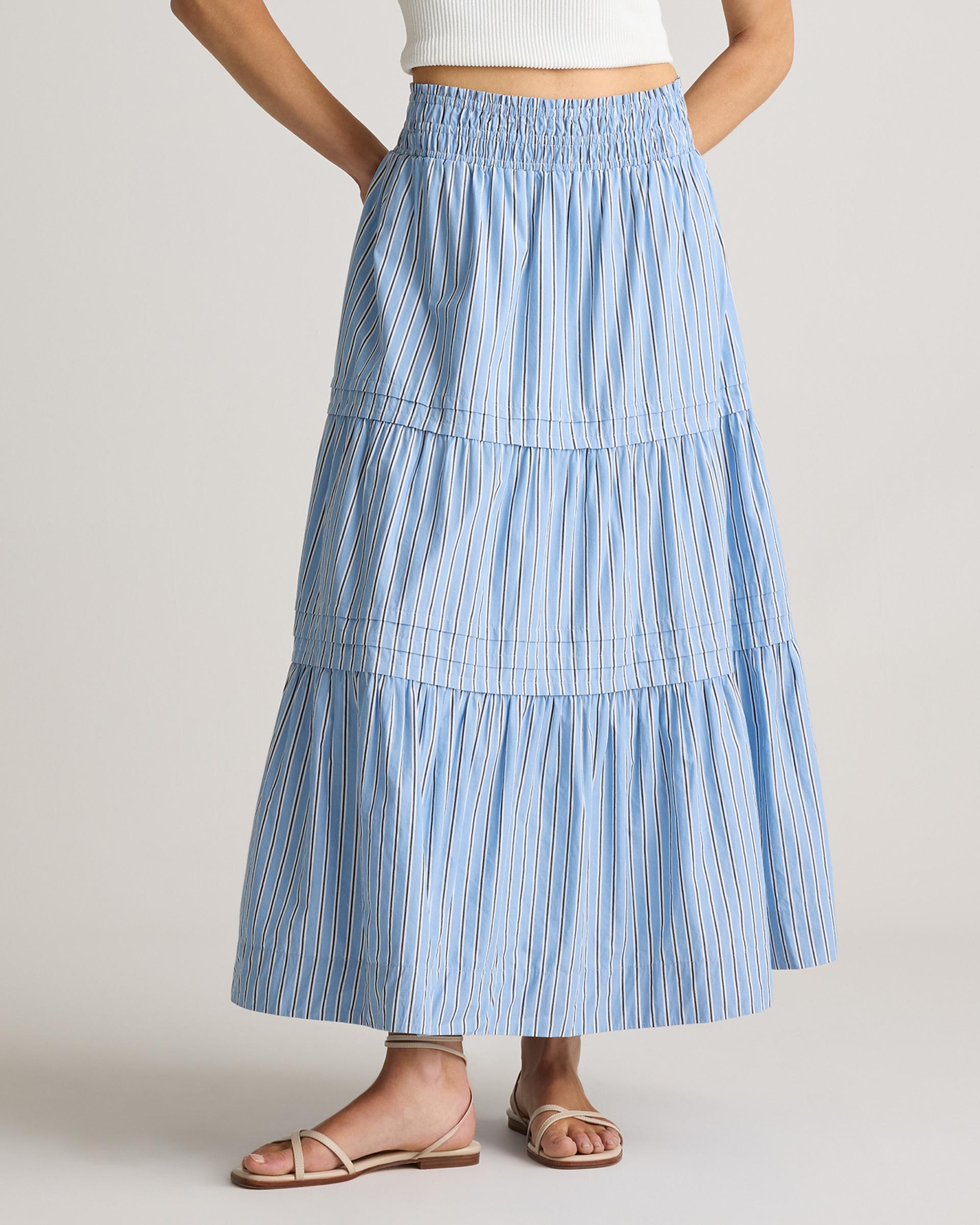 100% organic cotton poplin tiered maxi skirt