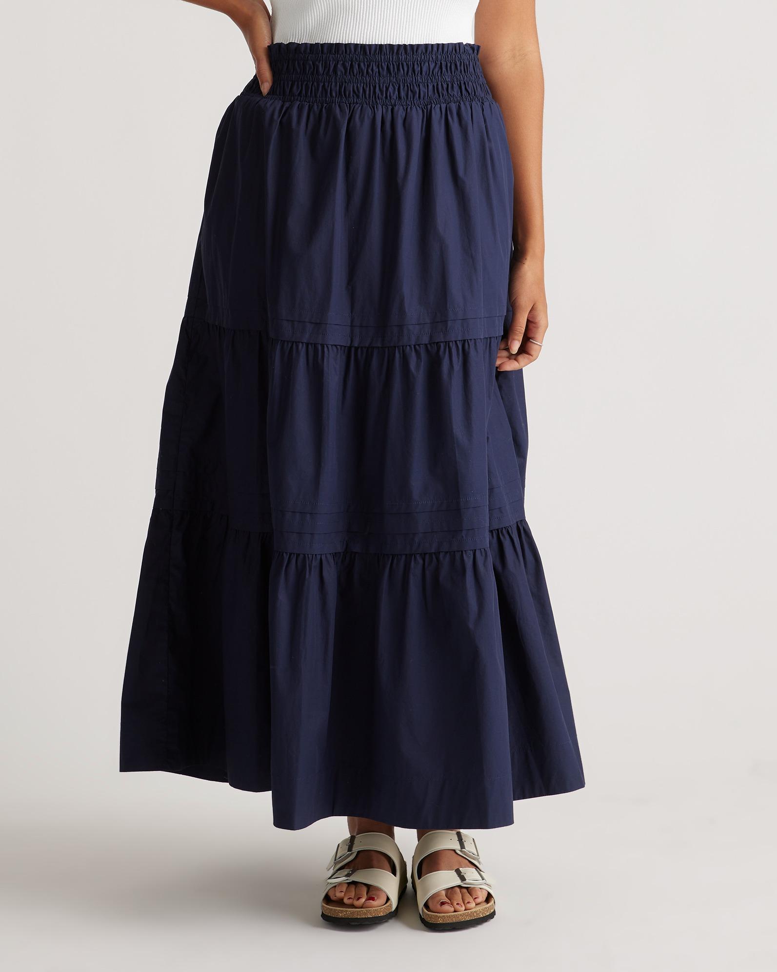 100% organic cotton poplin tiered maxi skirt