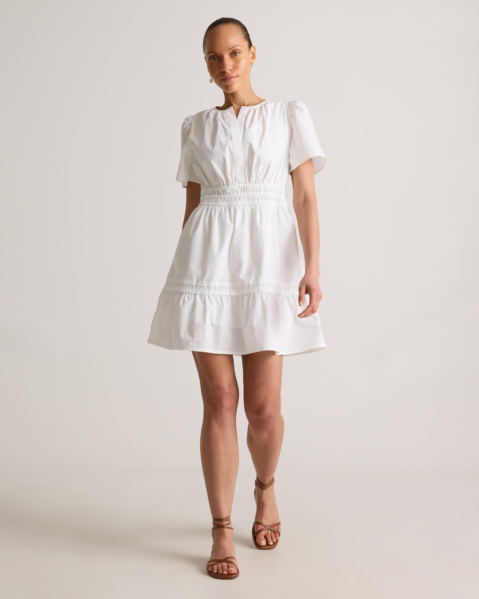 100% organic cotton poplin tiered mini dress