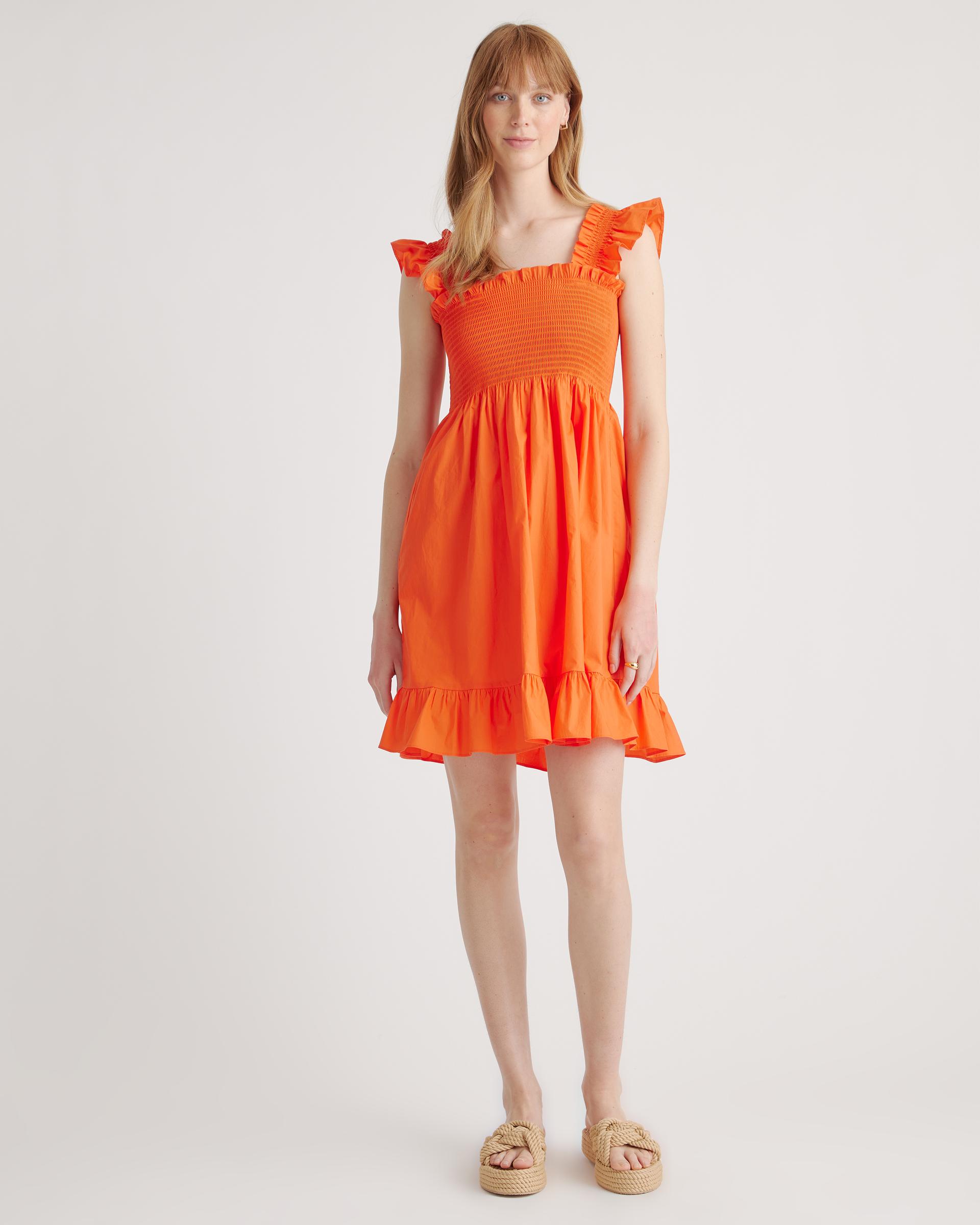 100% organic cotton smocked mini dress