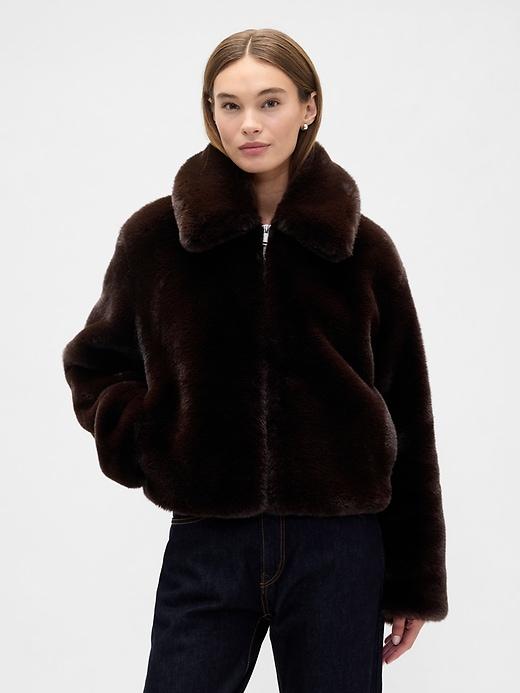 100% recycled relaxed faux-fur jacket