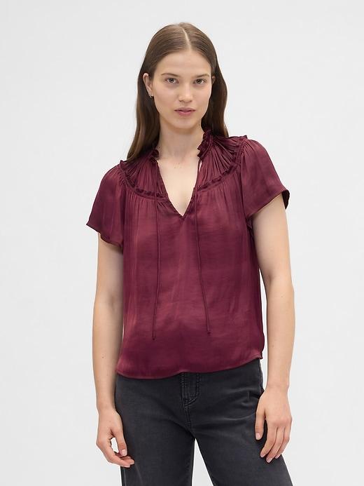 100% recycled relaxed splitneck top