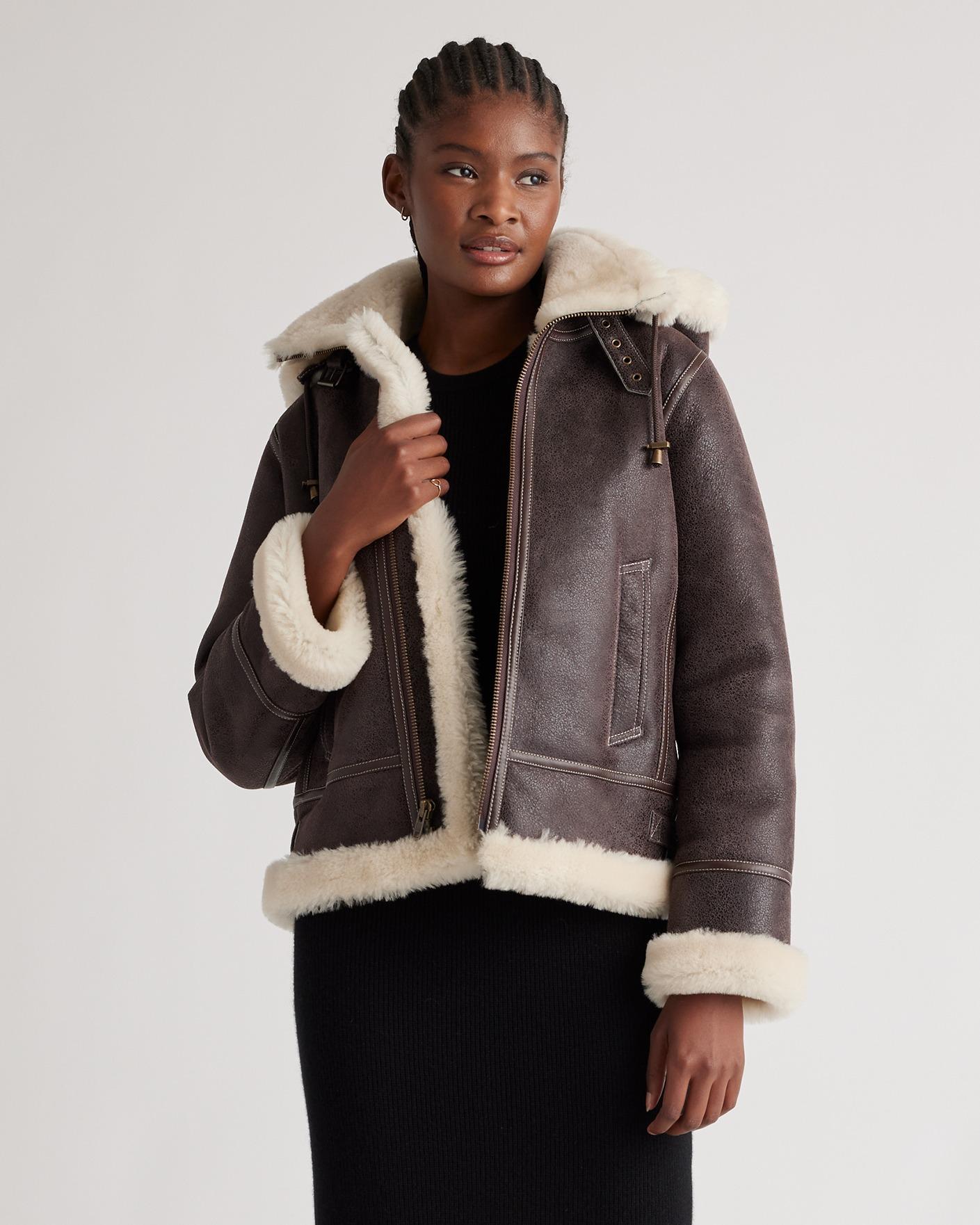 100% shearling cold weather bomber jacket